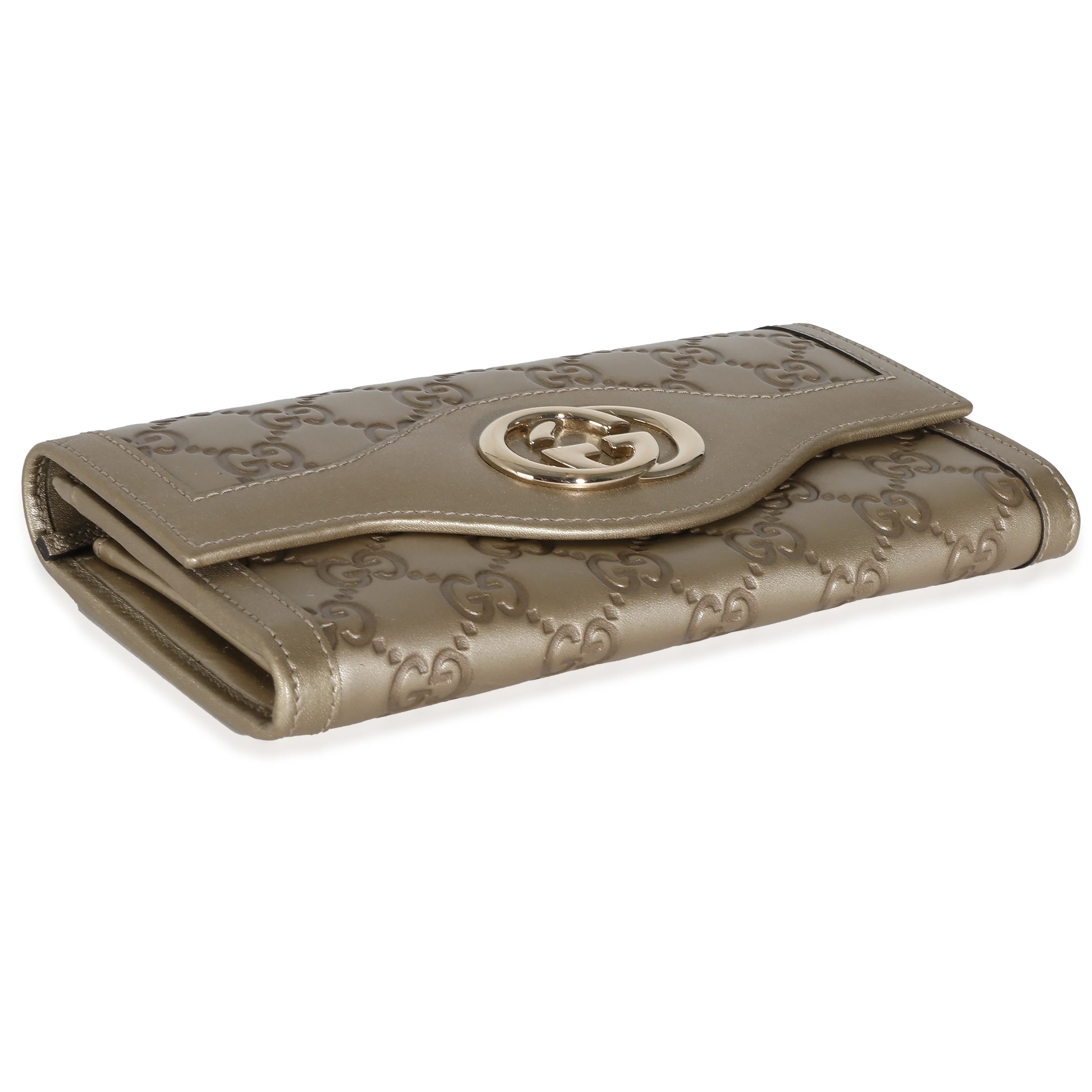 Gucci Champagne Guccissima Leather Sukey Continental Wallet - Image 4
