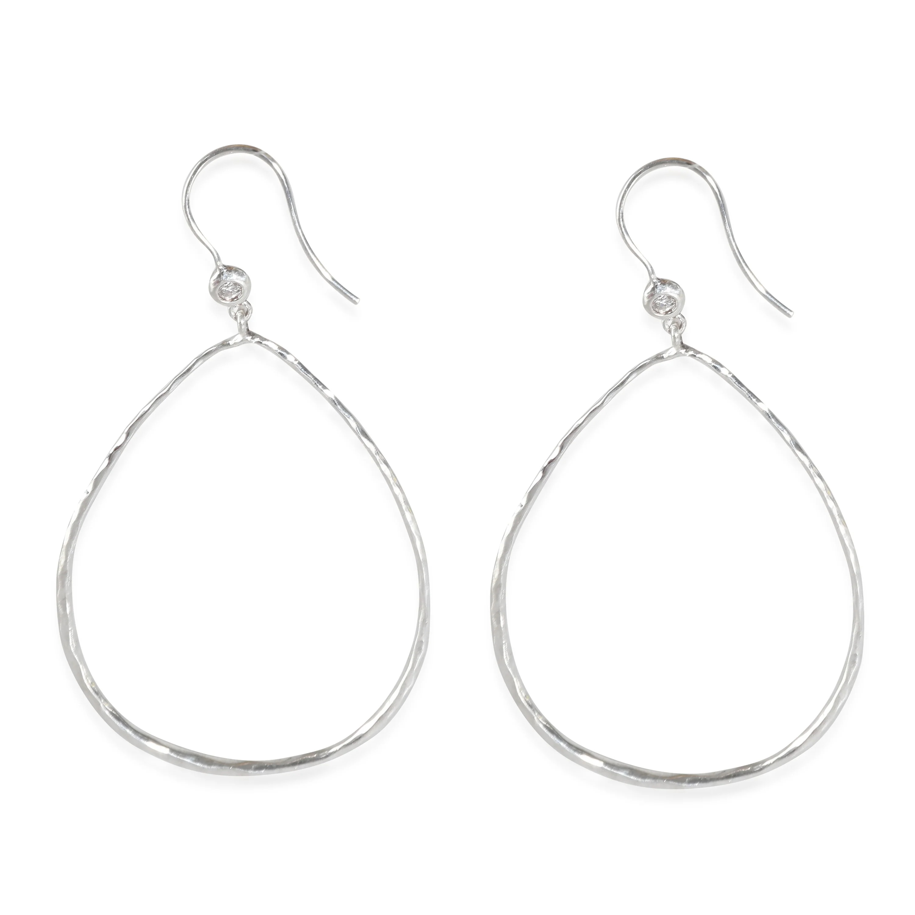 ppolita Classico Hammered Teardrop Earrings with Diamonds in Sterling Silver - Image 3