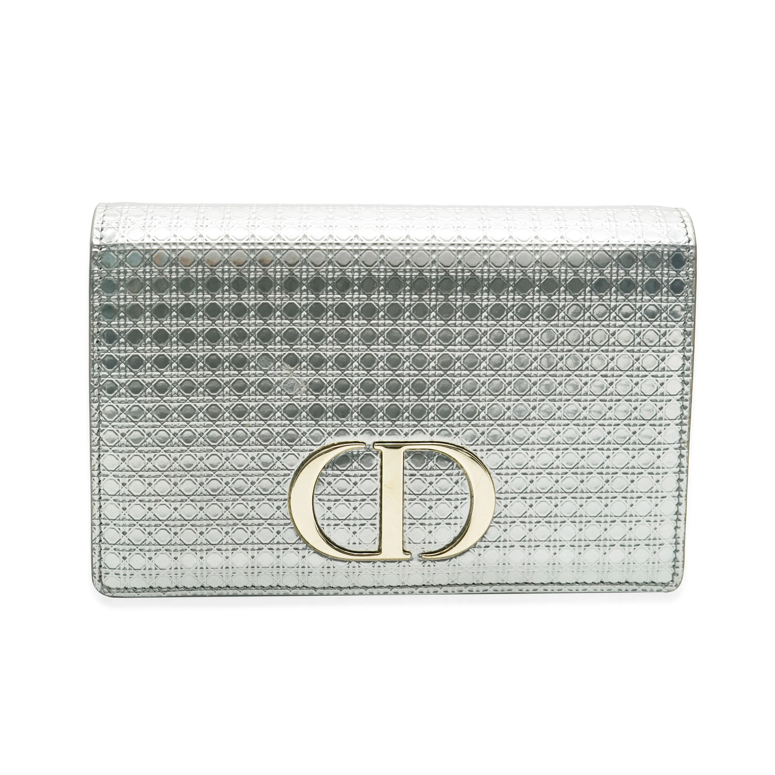 Silver Metallic Patent Micro Cannage 30 Montaigne 2 in 1 Pouch
