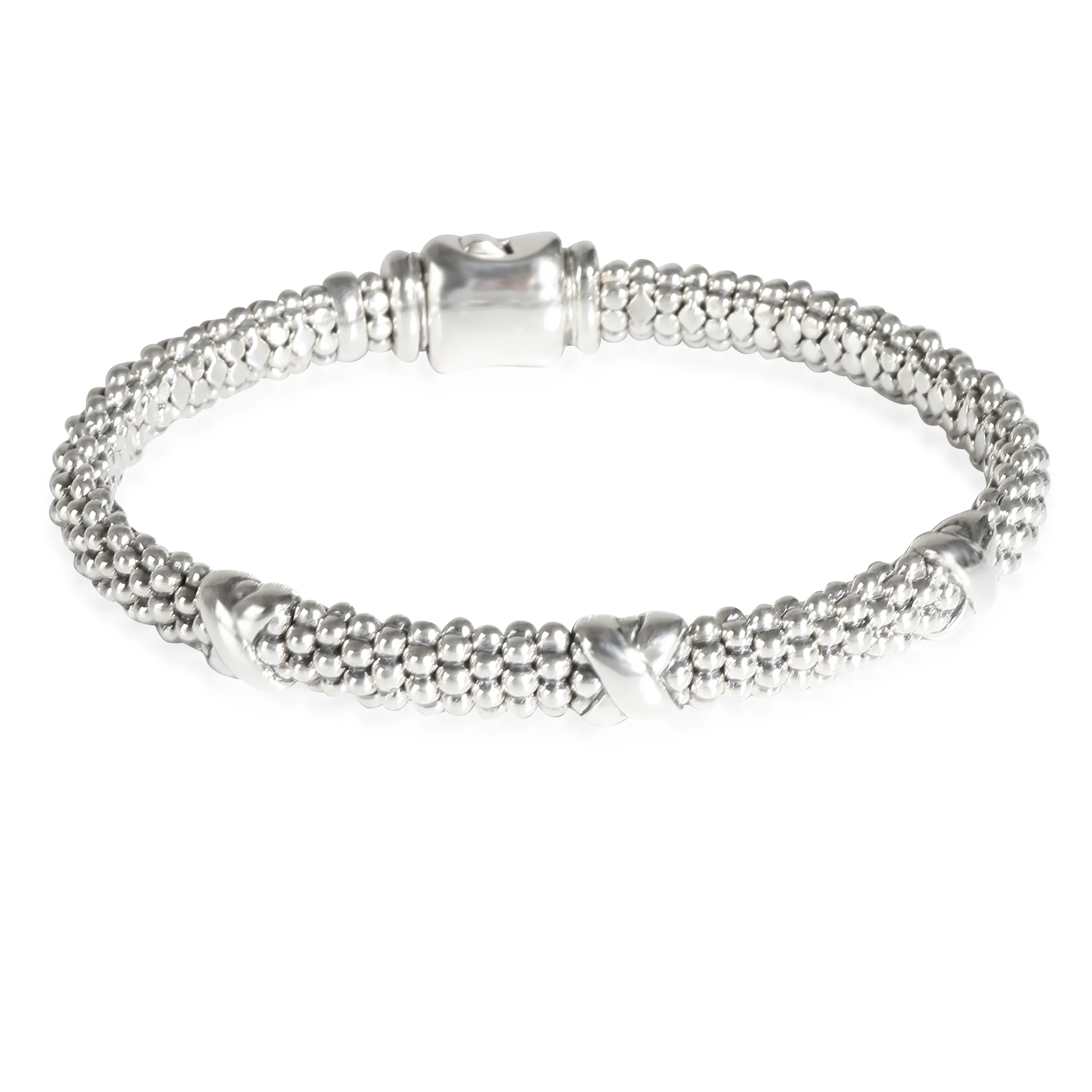 Caviar 3 X Station Bracelet in Sterling Silver