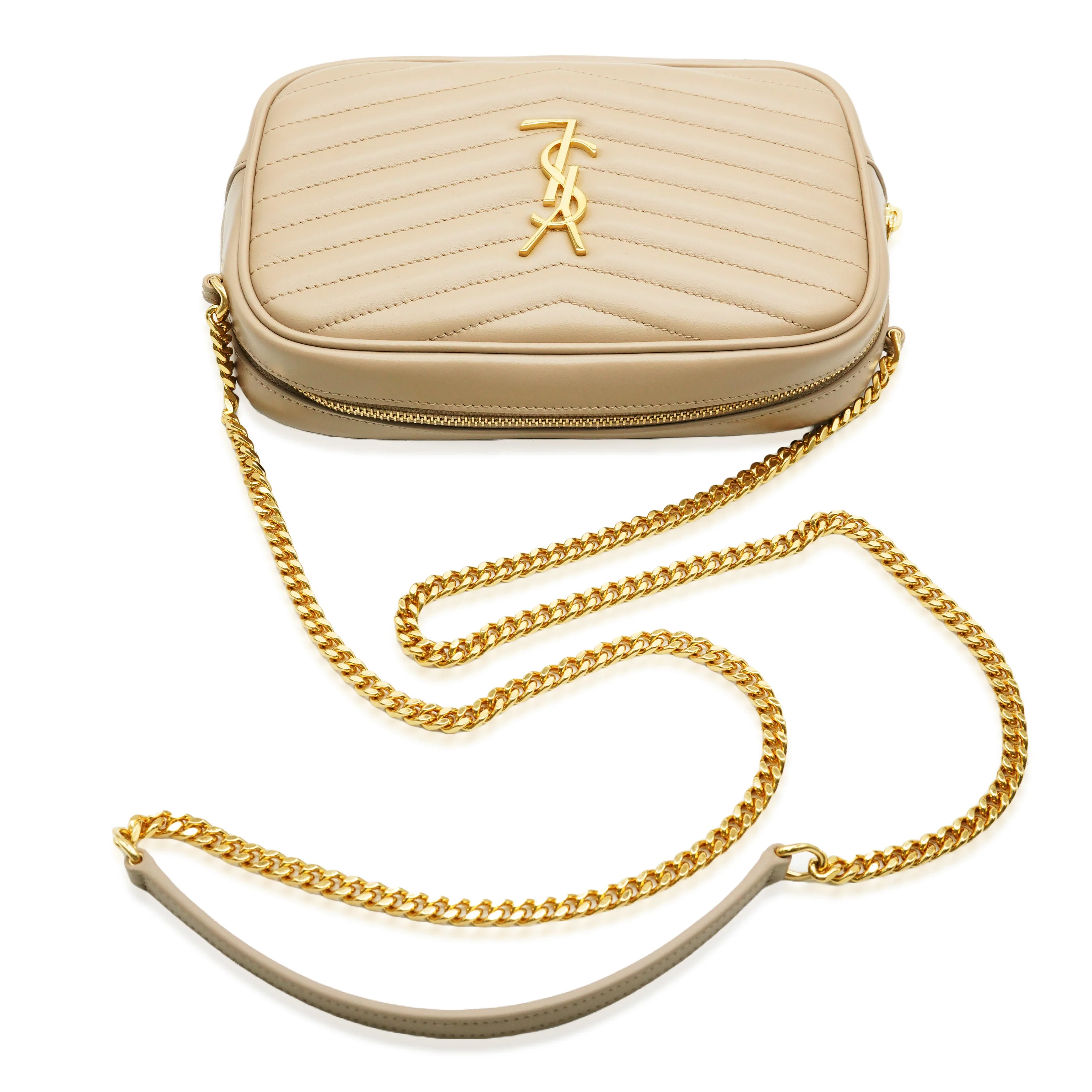 Beige Chevron Calfskin Mini Lou Camera Bag - Image 3