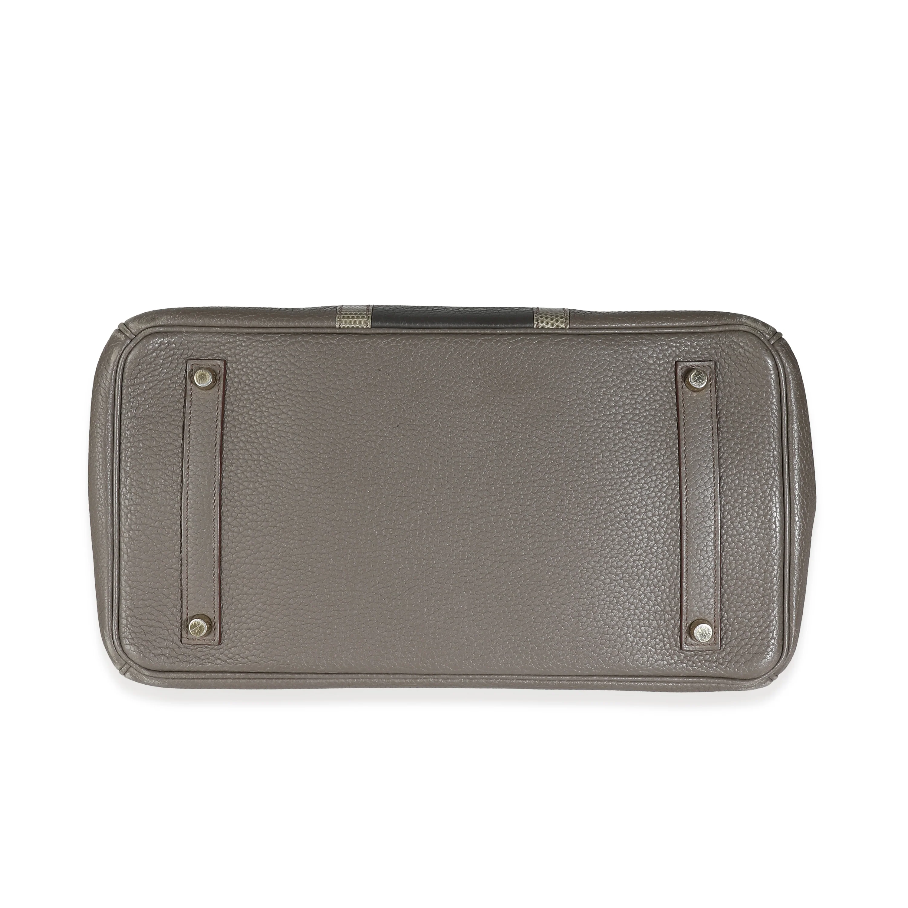Étain Clemence Graphite Gris Fonce Lizard Club Birkin 35 PBHW - Image 7