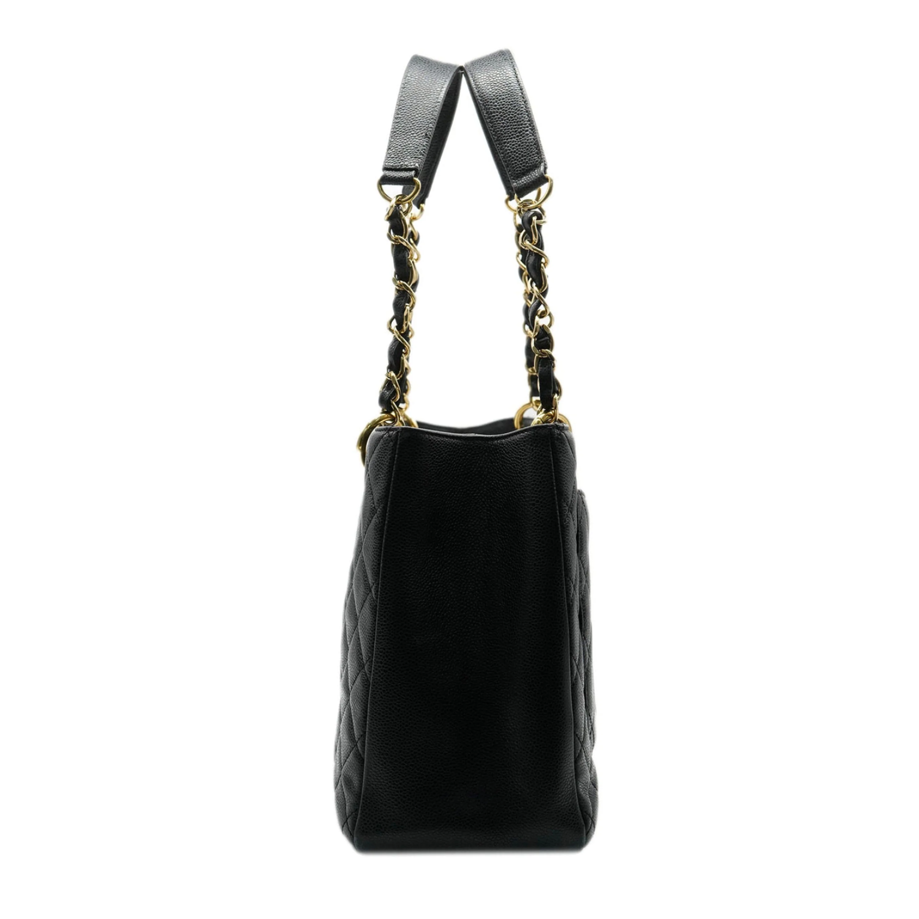 Black Quilted Caviar Grand Shopper Tote - Image 2
