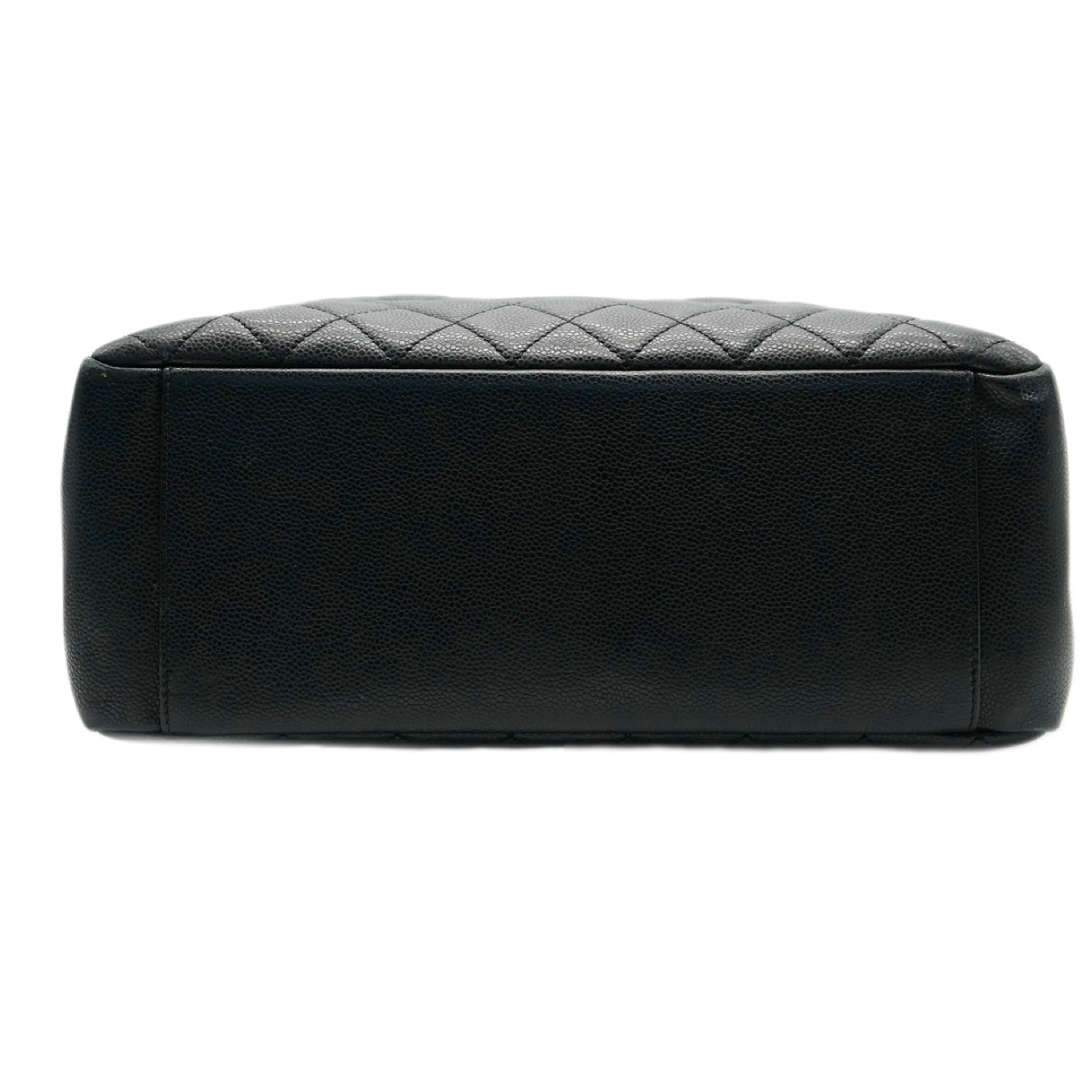 Black Quilted Caviar Grand Shopper Tote - Image 3