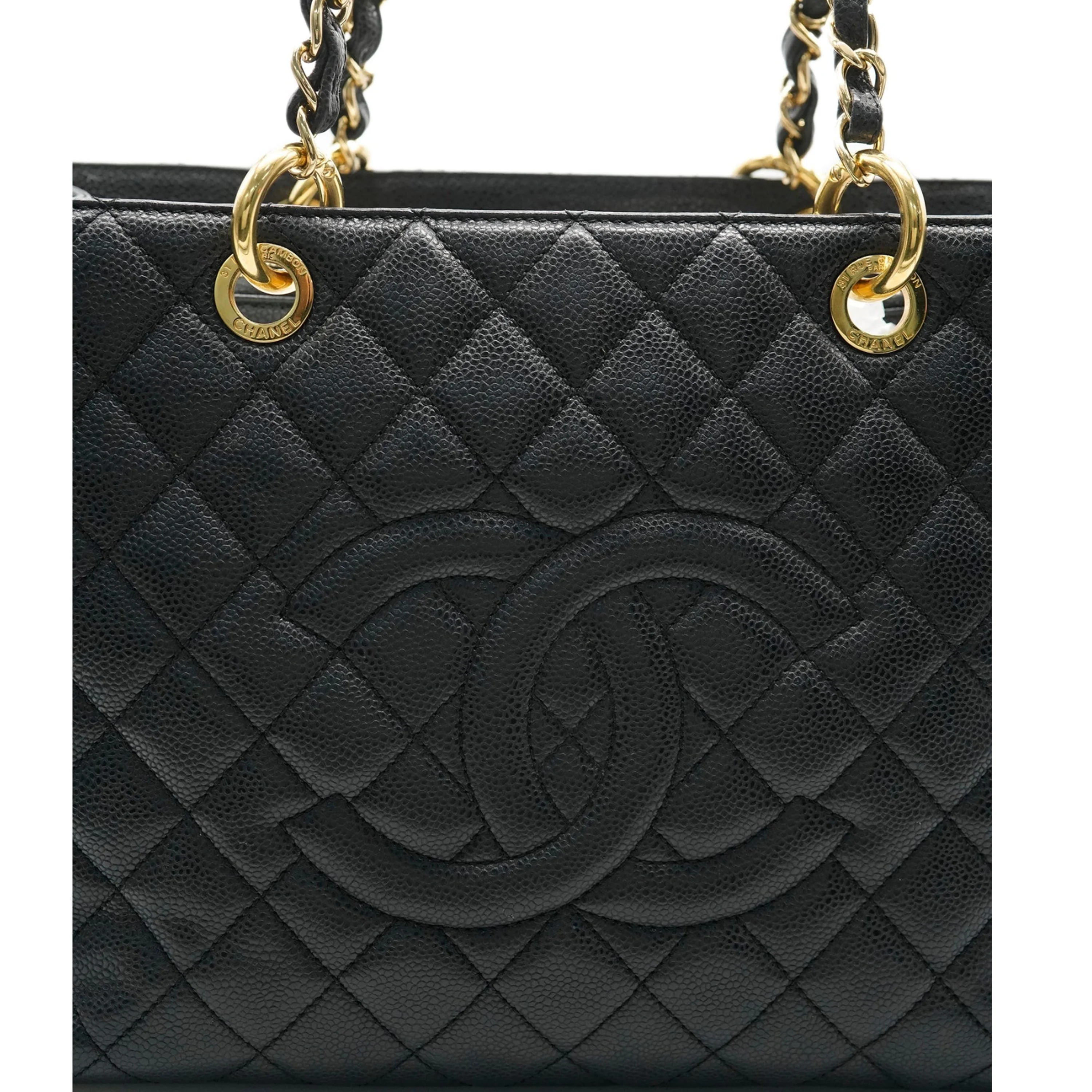 Black Quilted Caviar Grand Shopper Tote - Image 4
