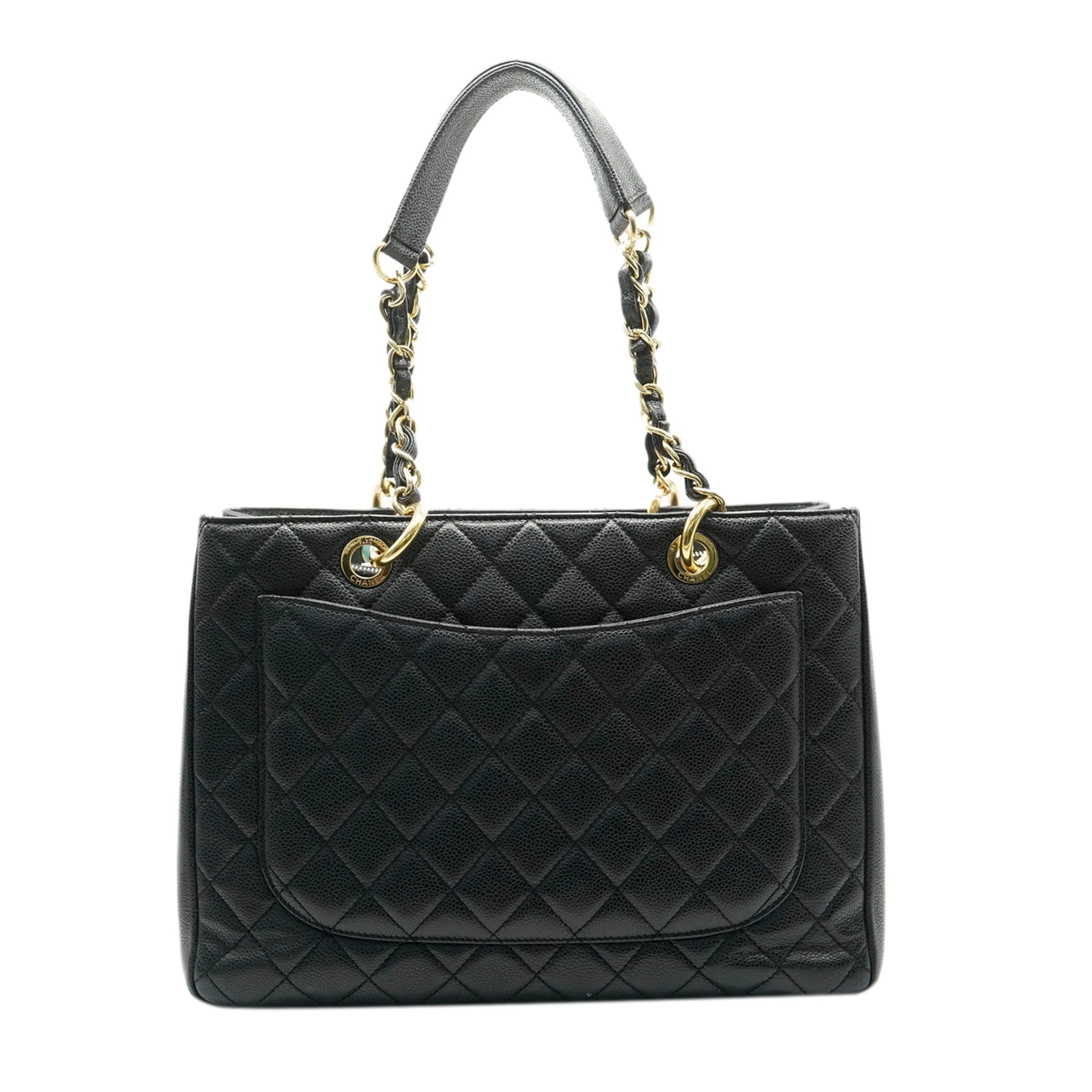 Black Quilted Caviar Grand Shopper Tote - Image 5