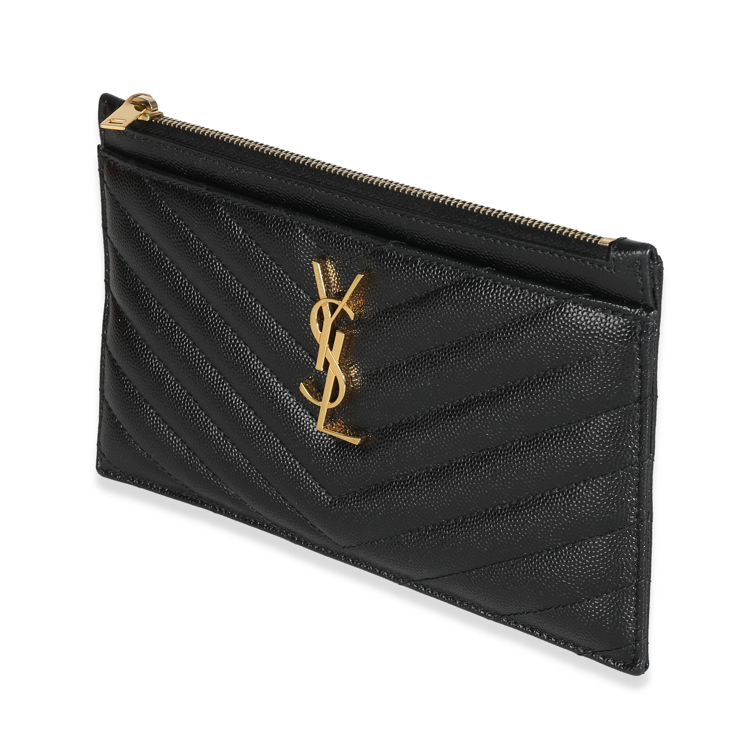 Saint Laurent Black Grain De Poudre Cassandre Pouch - Image 2
