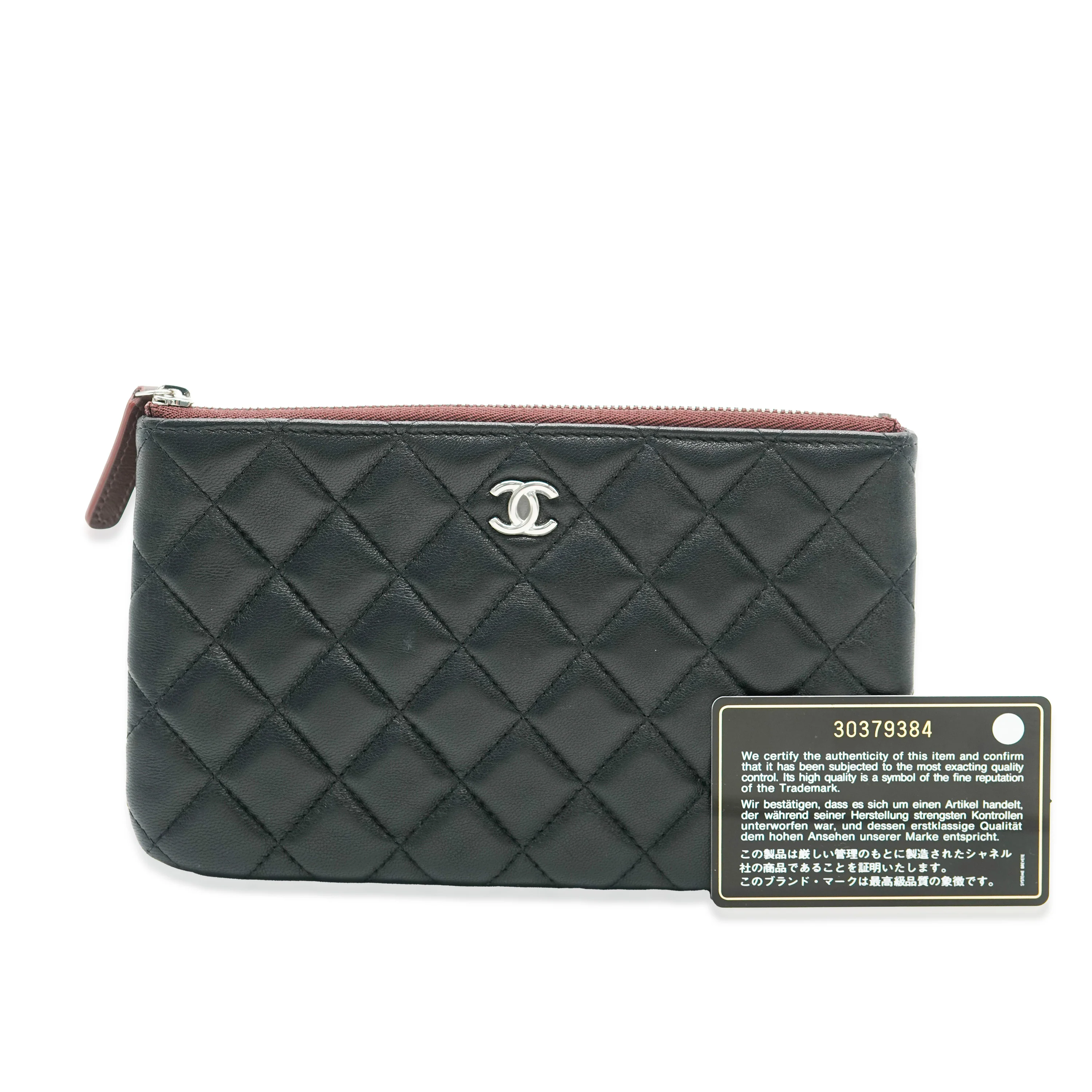 Chanel Black Quilted Lambskin Small O-Case Pouch - Image 4