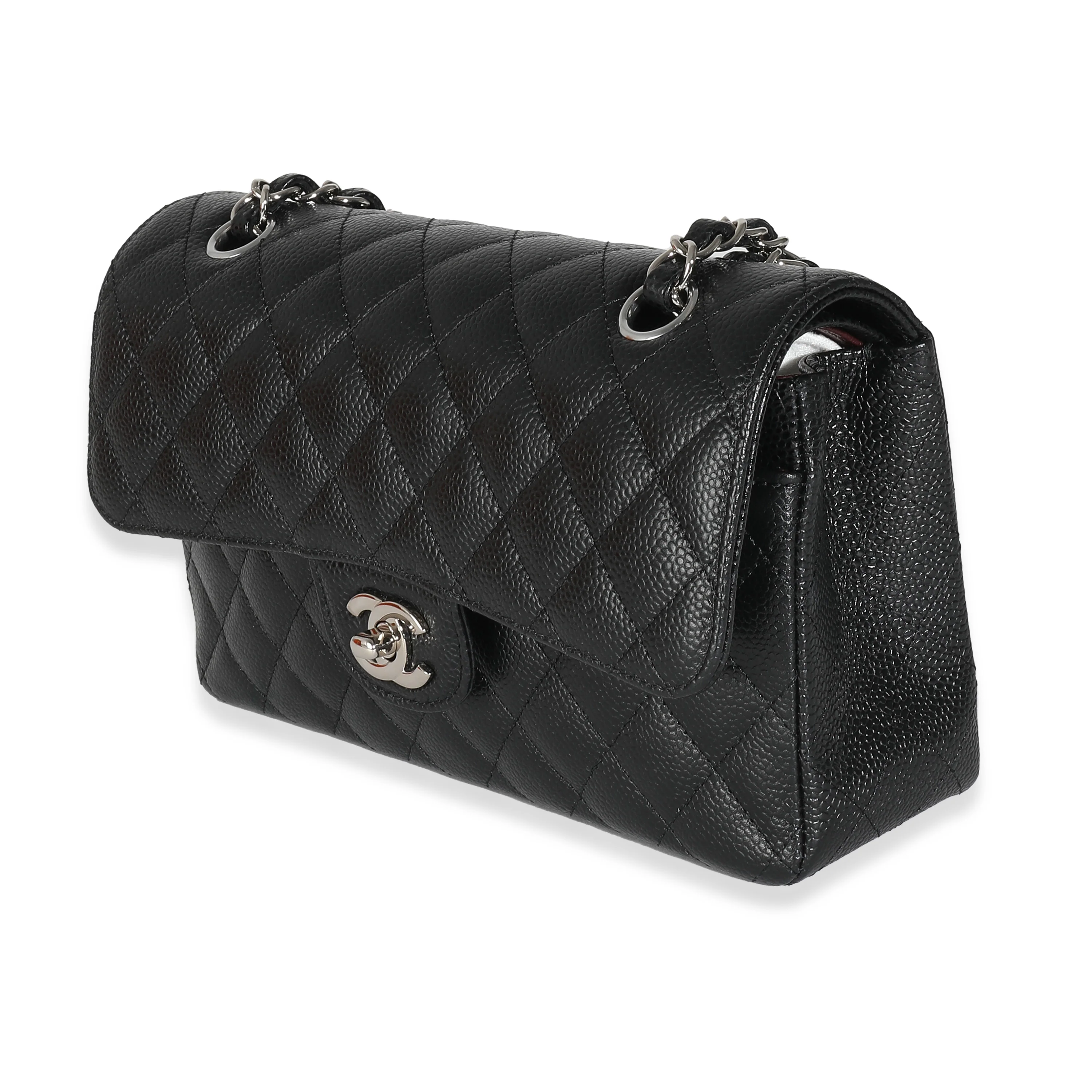 Black Quilted Caviar Small Classic Double Flap Handbag - Image 2