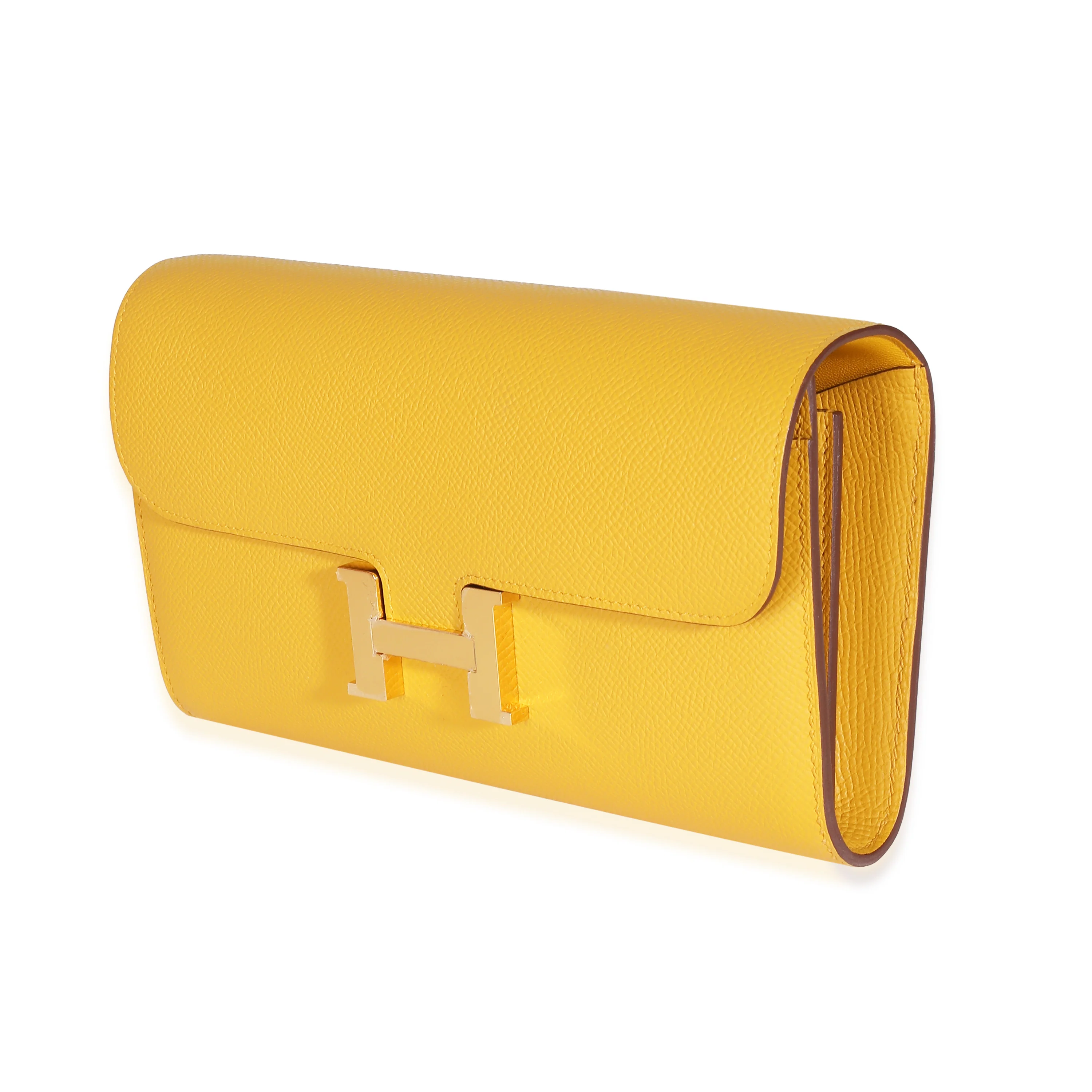 Hermès Jaune Ambre Epsom Constance Long Wallet To Go GHW - Image 2