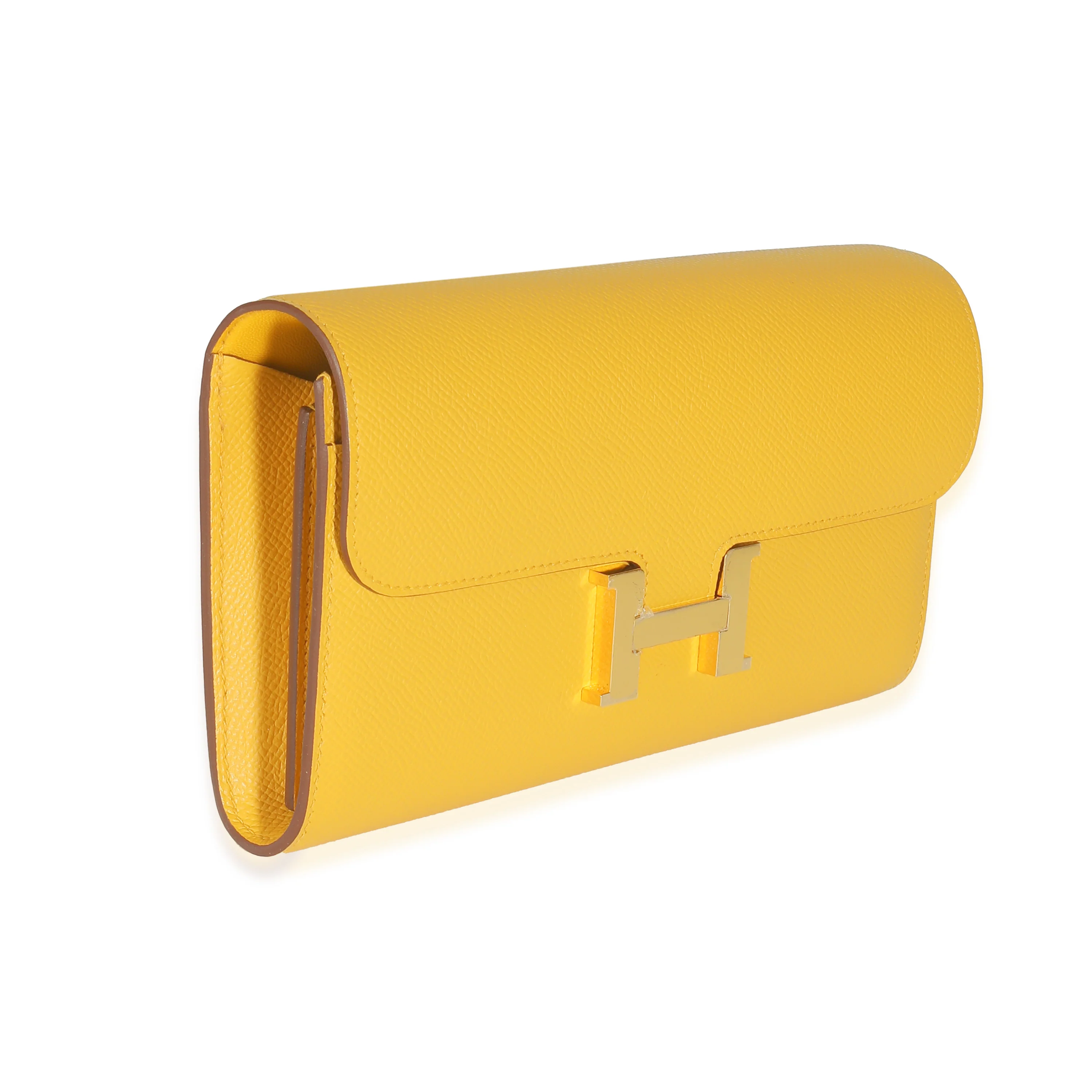 Hermès Jaune Ambre Epsom Constance Long Wallet To Go GHW - Image 3