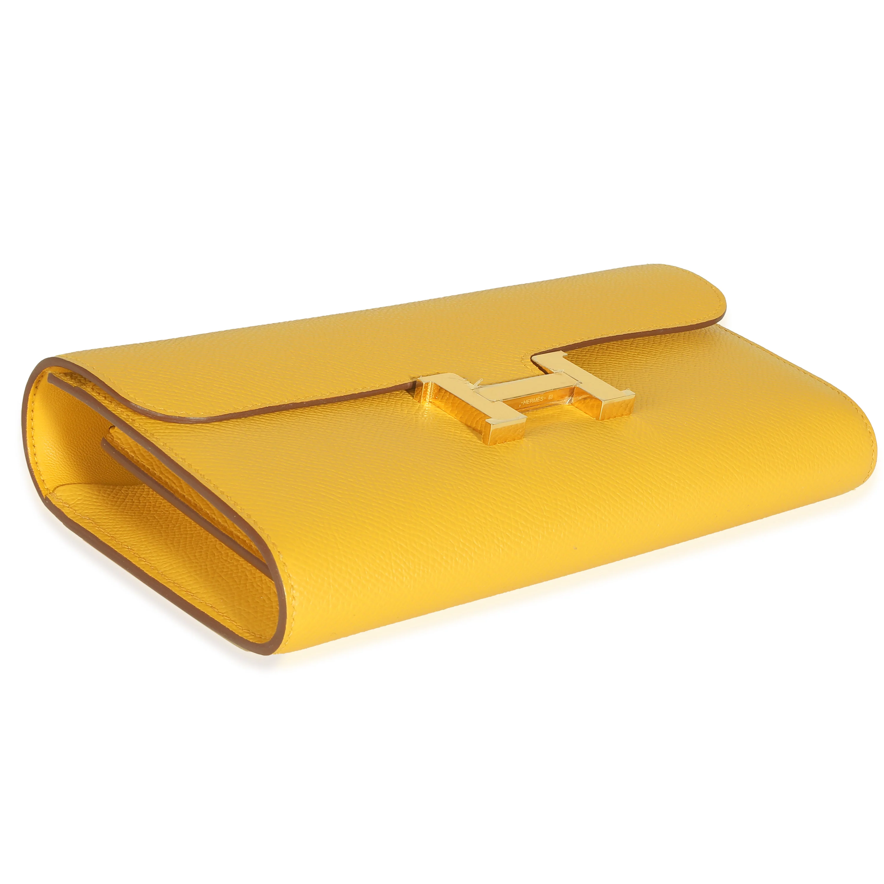 Hermès Jaune Ambre Epsom Constance Long Wallet To Go GHW - Image 4