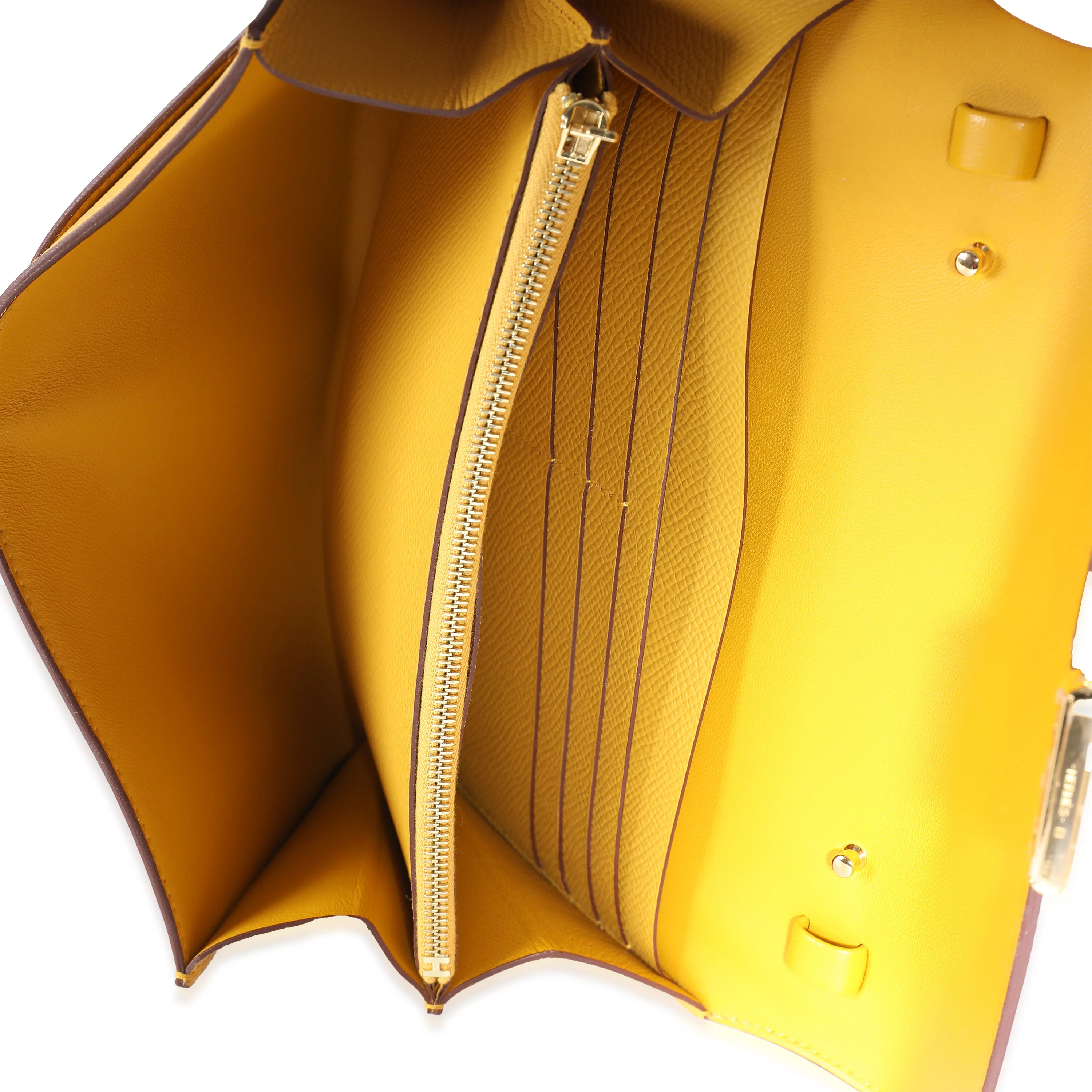 Hermès Jaune Ambre Epsom Constance Long Wallet To Go GHW - Image 8