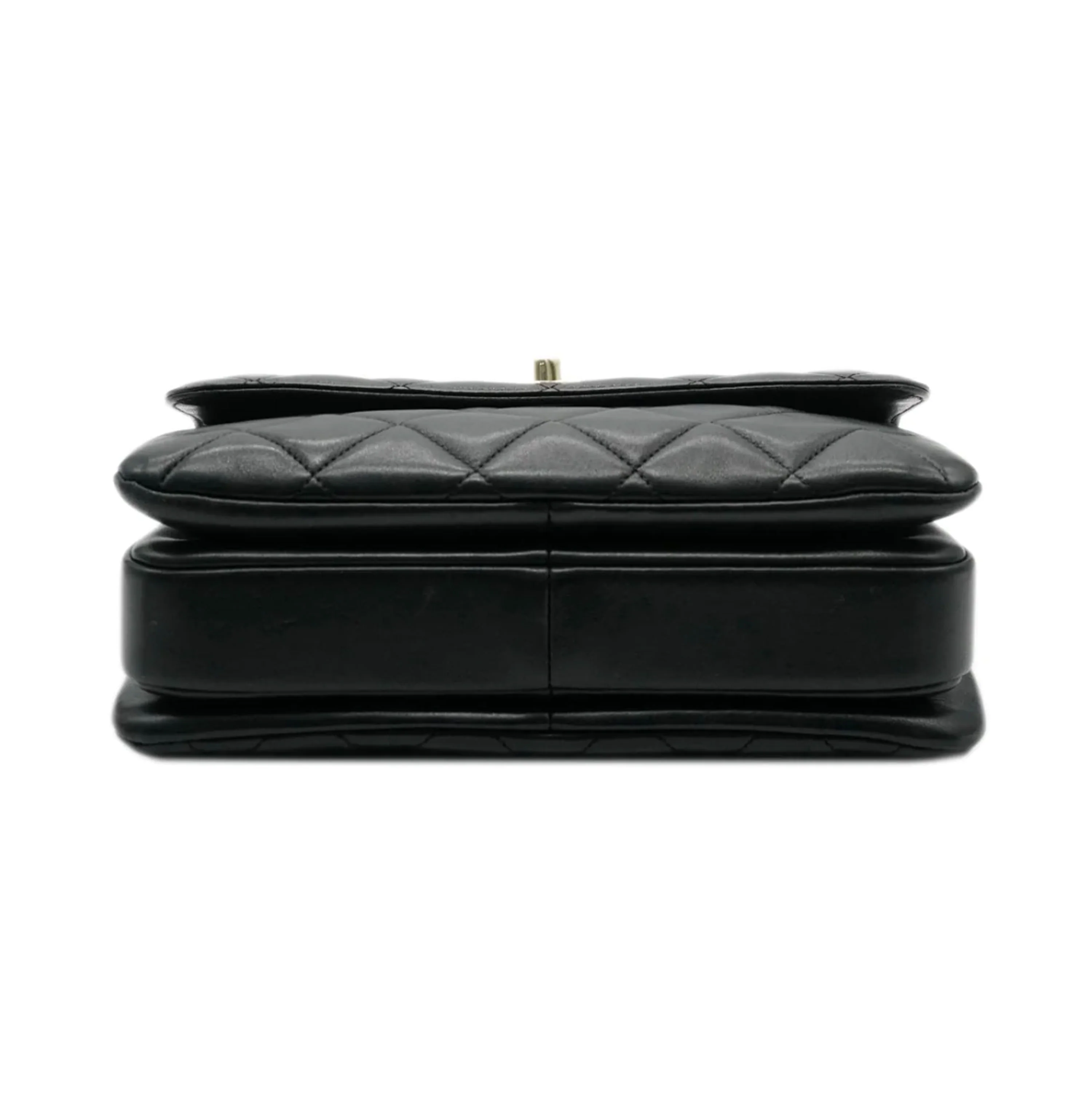 Black Quilted Lambskin Small Trendy CC Dual Handle Flap Bag - Image 5