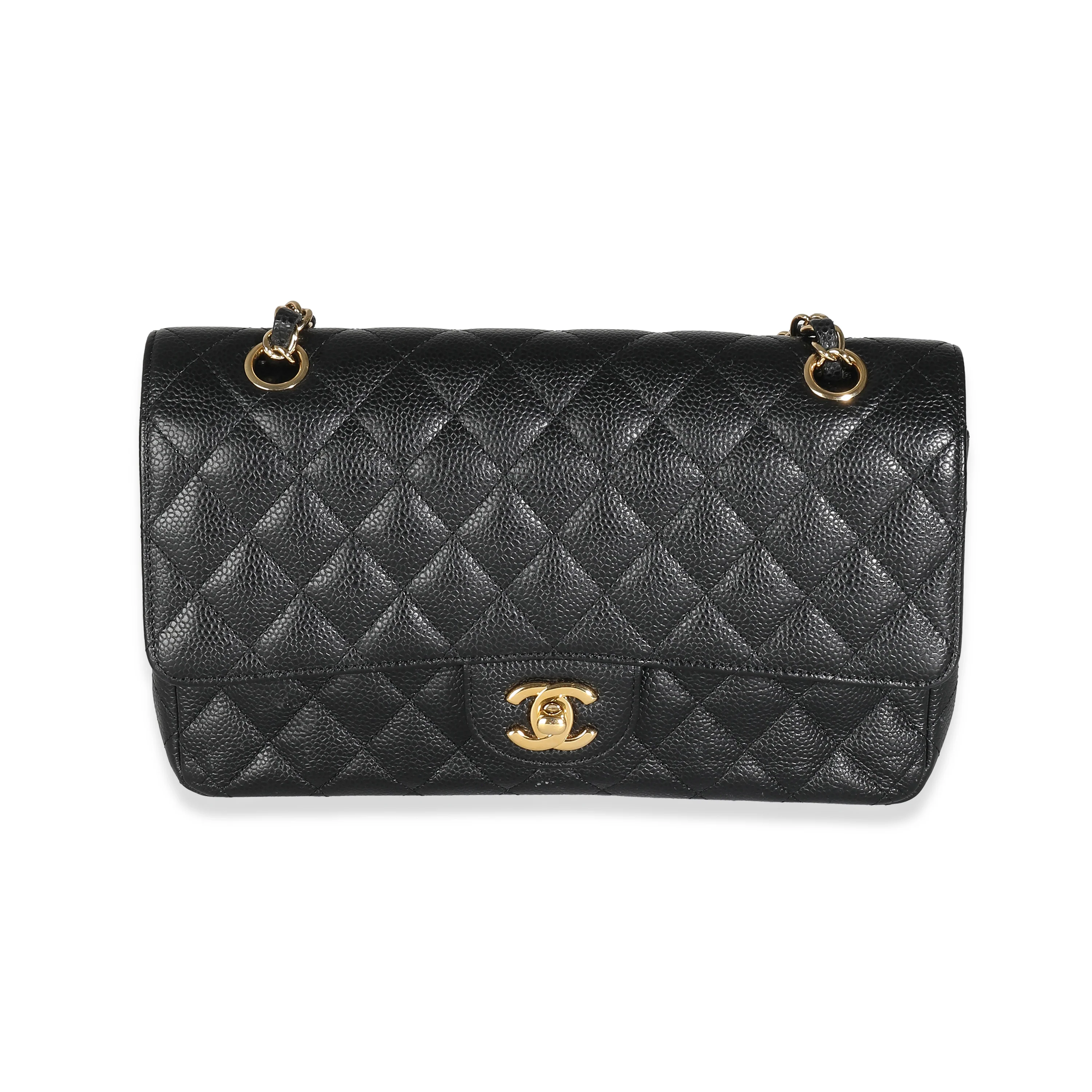 Black Quilted Medium Classic Double Flap Bag