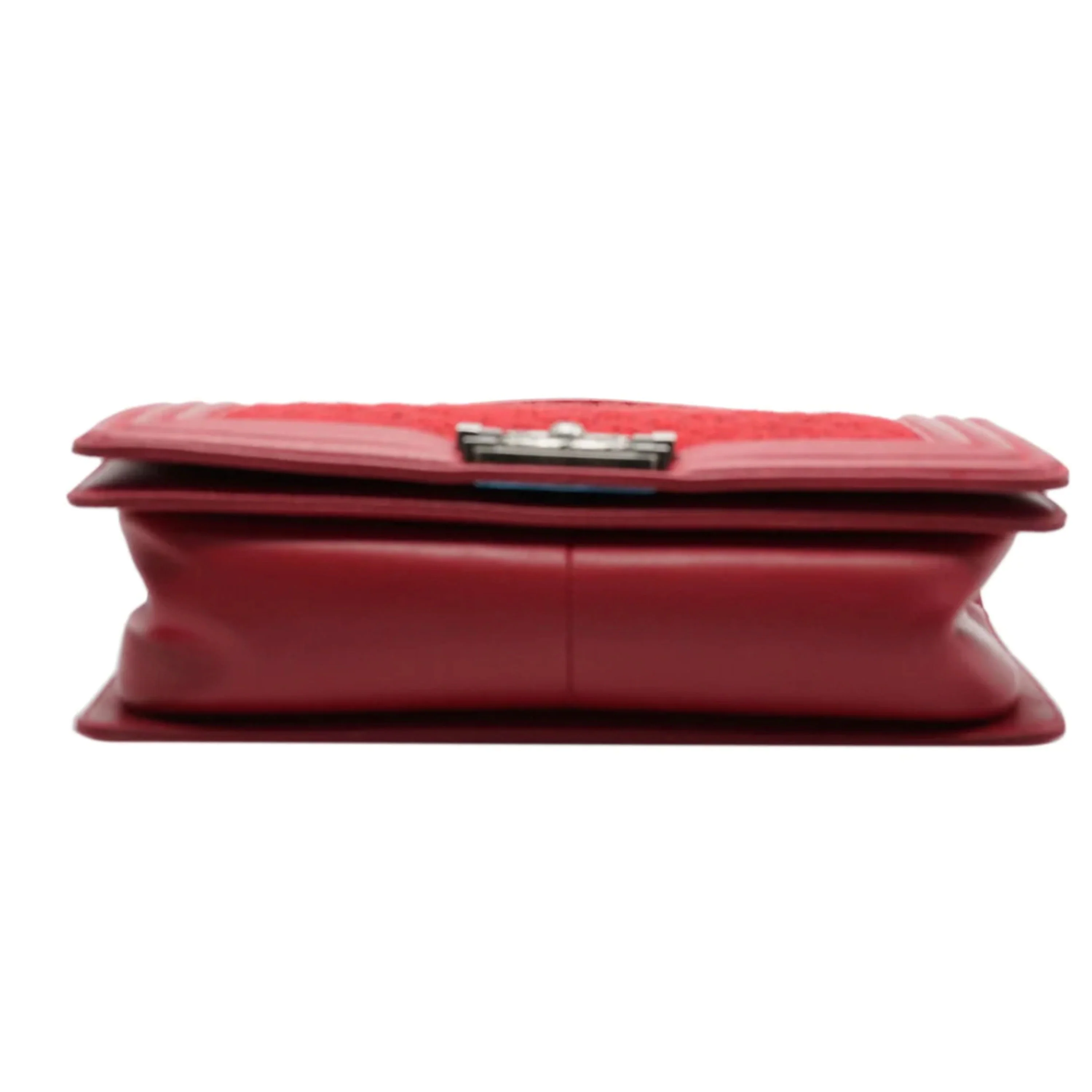 Red Quilted Tweed Lambskin Old Medium Boy Bag - Image 5