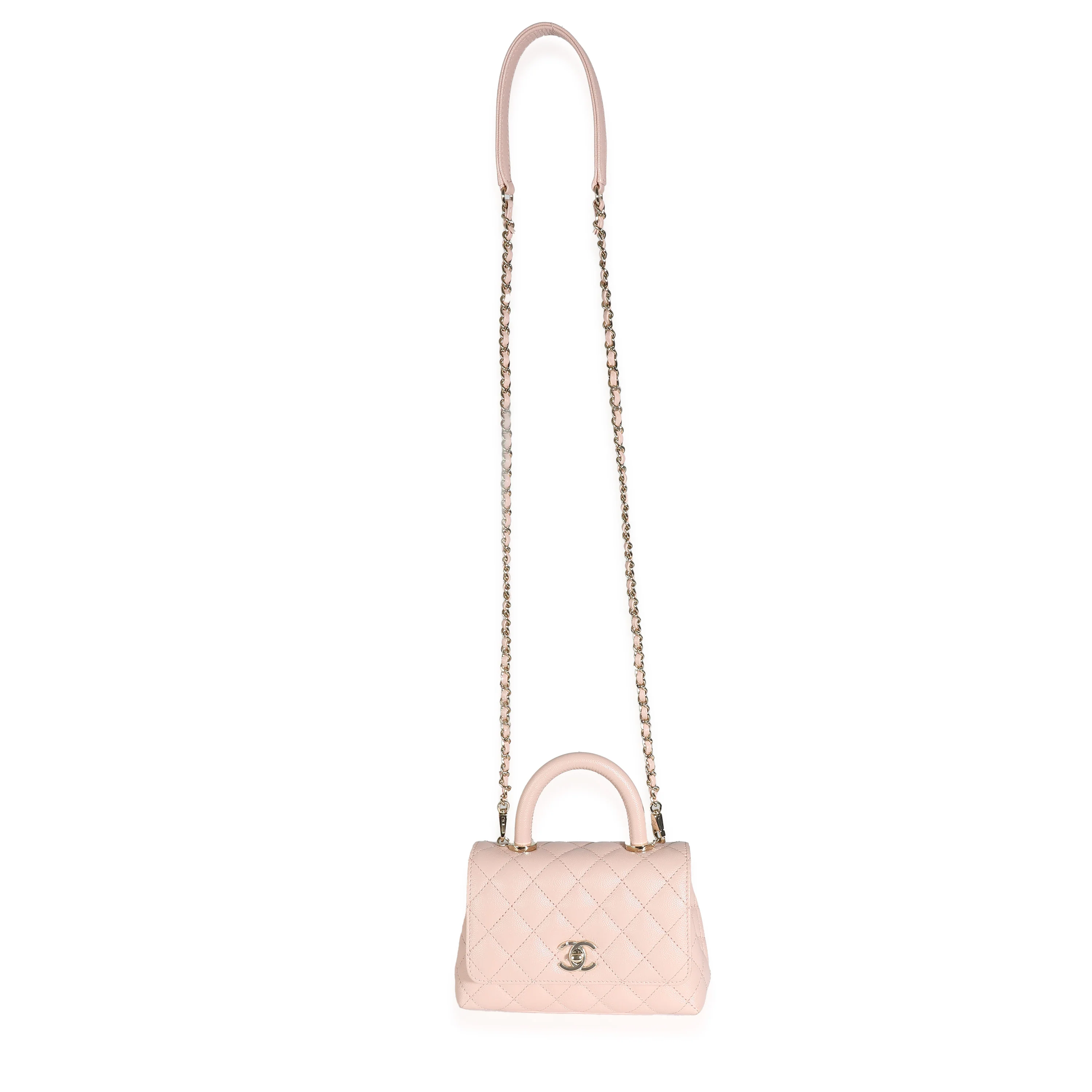 Chanel 21A Light Pink Quilted Caviar Mini Coco Top Handle - Image 8
