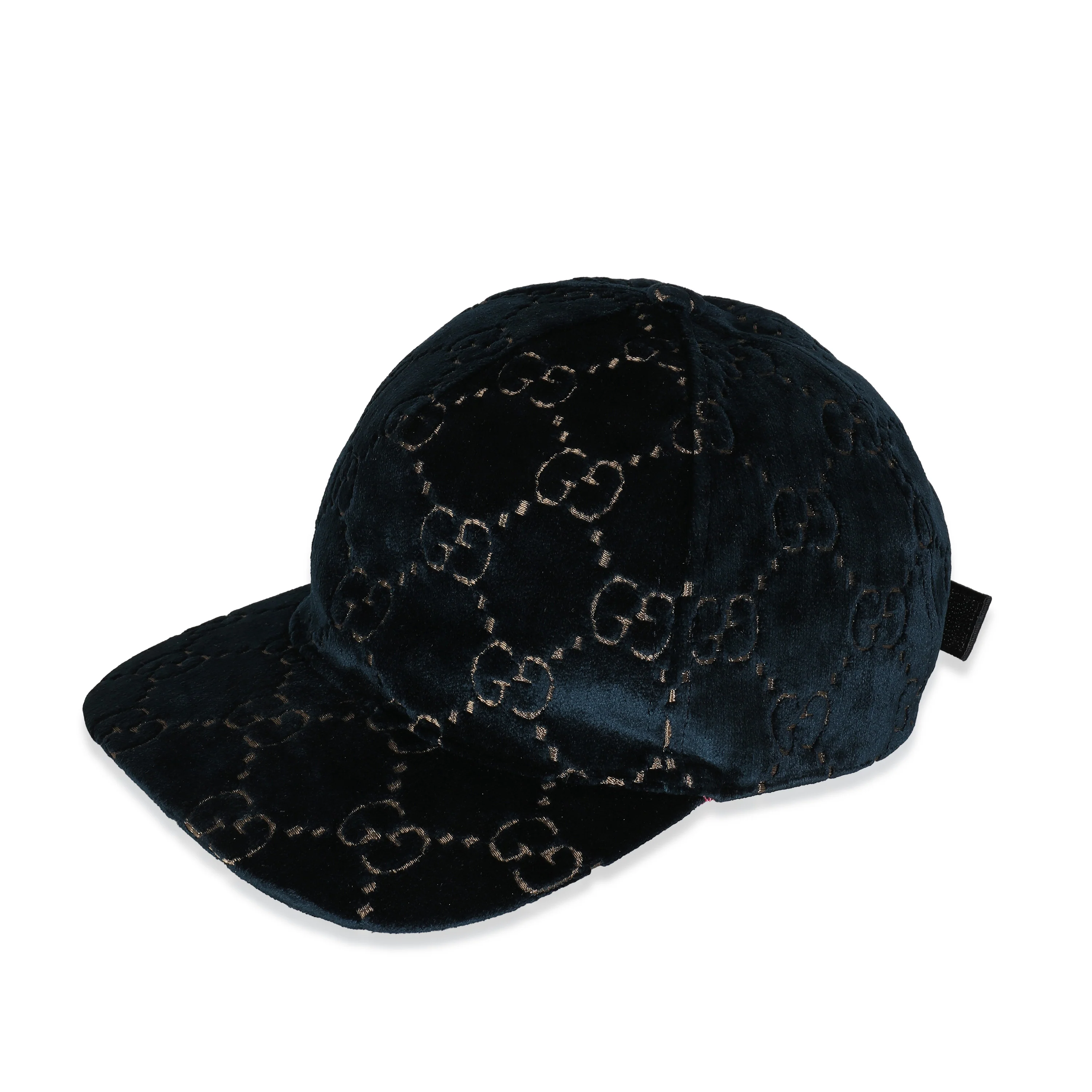 Navy Gold GG Velvet Monogram Baseball Hat L - Image 2