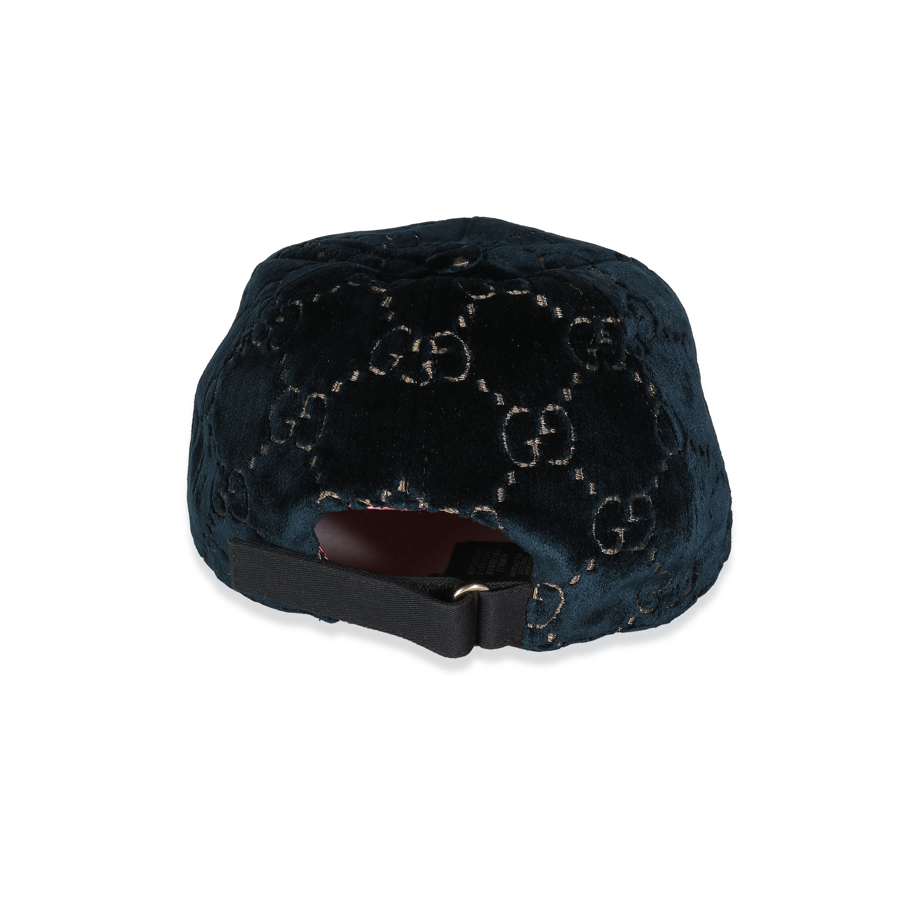 Navy Gold GG Velvet Monogram Baseball Hat L - Image 3