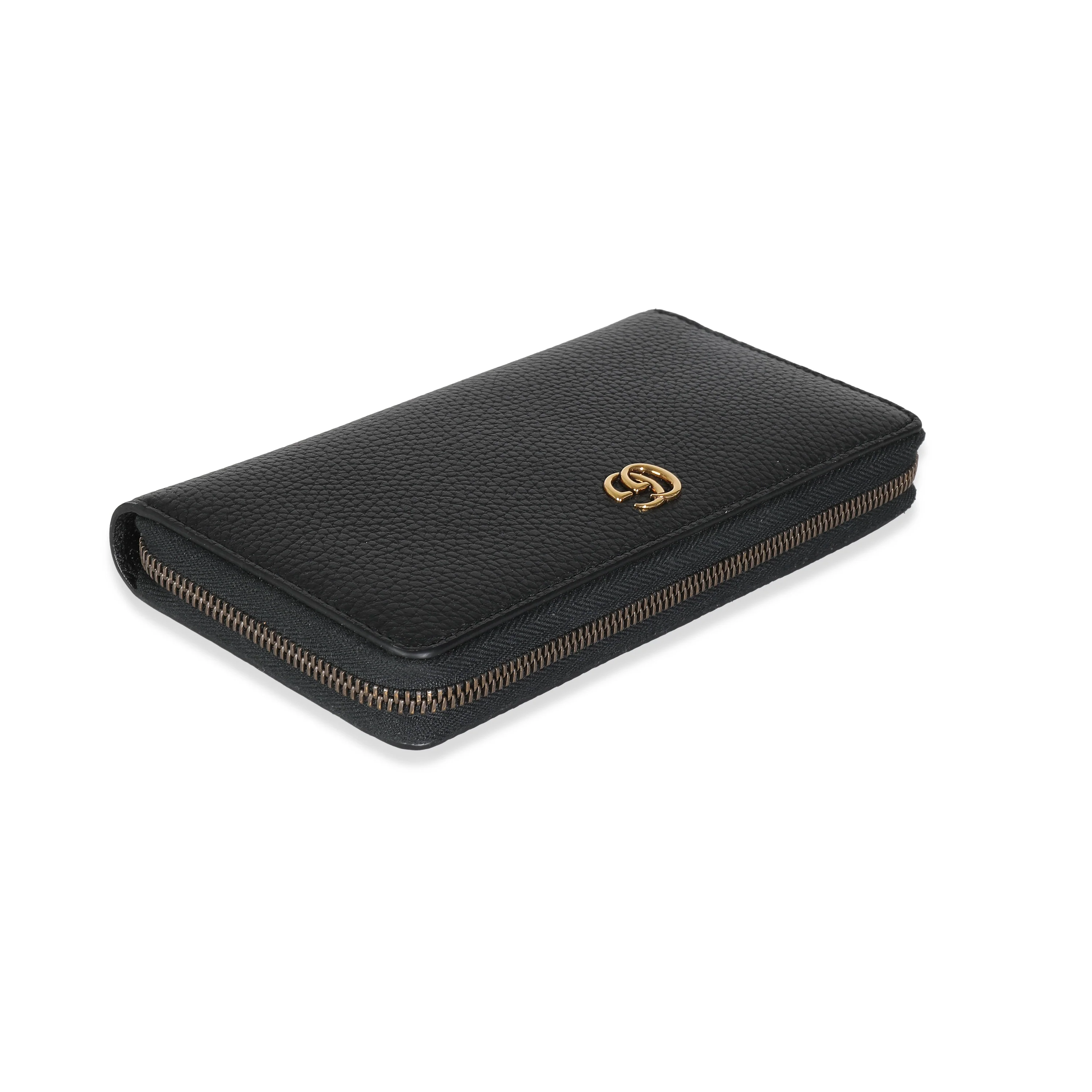 Gucci Black Leather GG Marmont Bamboo Zip Around Wallet - Image 7