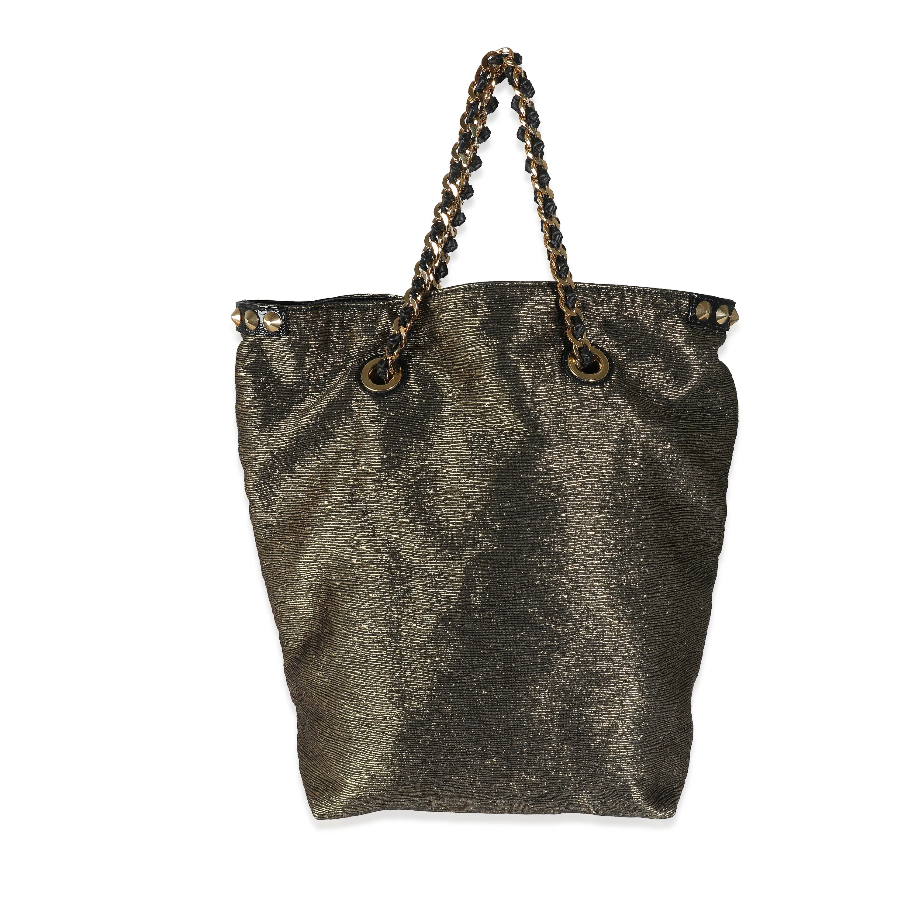 Metallic Gold Jacquard Double Jeu Tote - Image 4