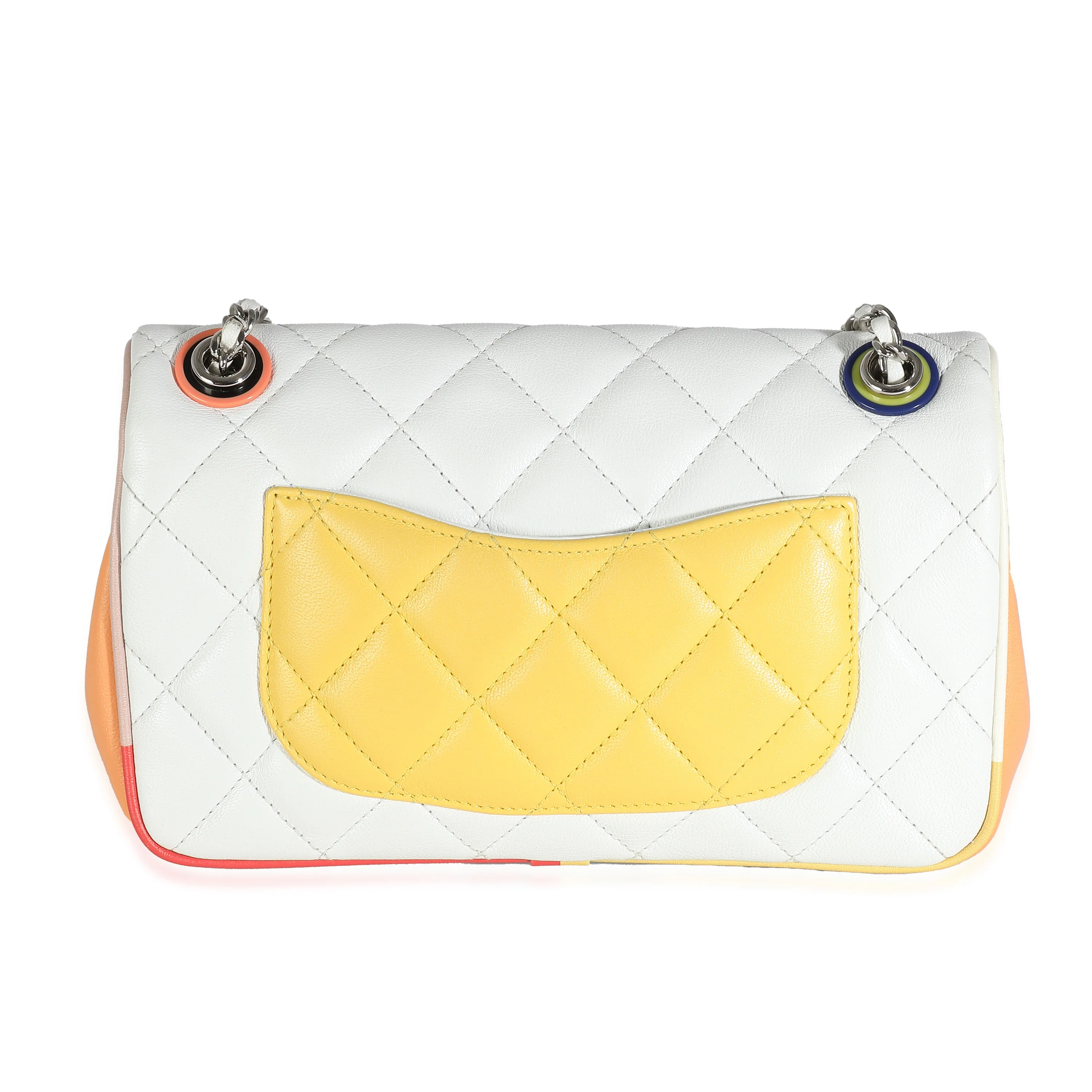 Chanel 17C White Multicolor Quilted Lambskin Small Cuba Color Flap Bag - Image 4