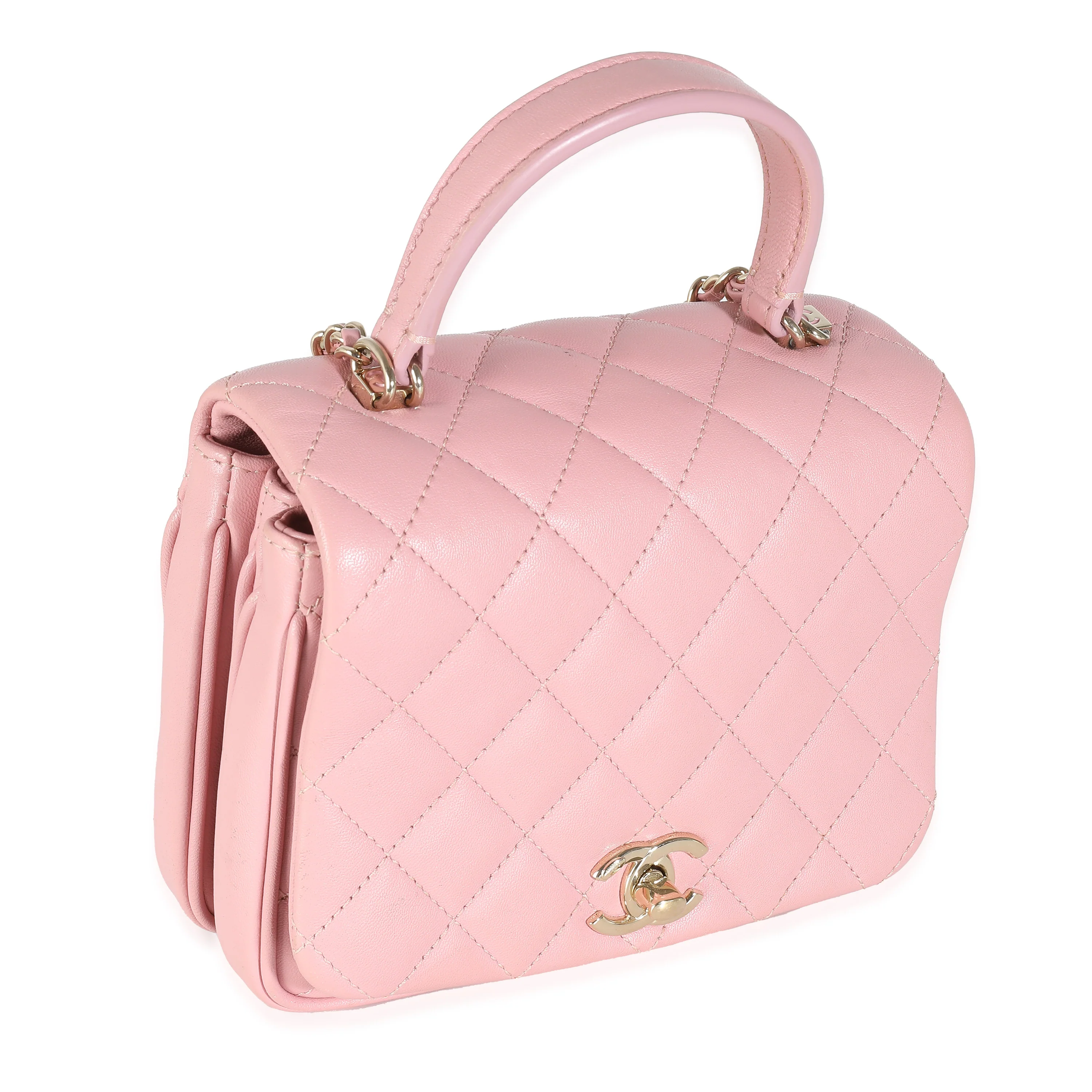 Pink Quilted Lambskin Mini Citizen Chic Flap Bag - Image 3