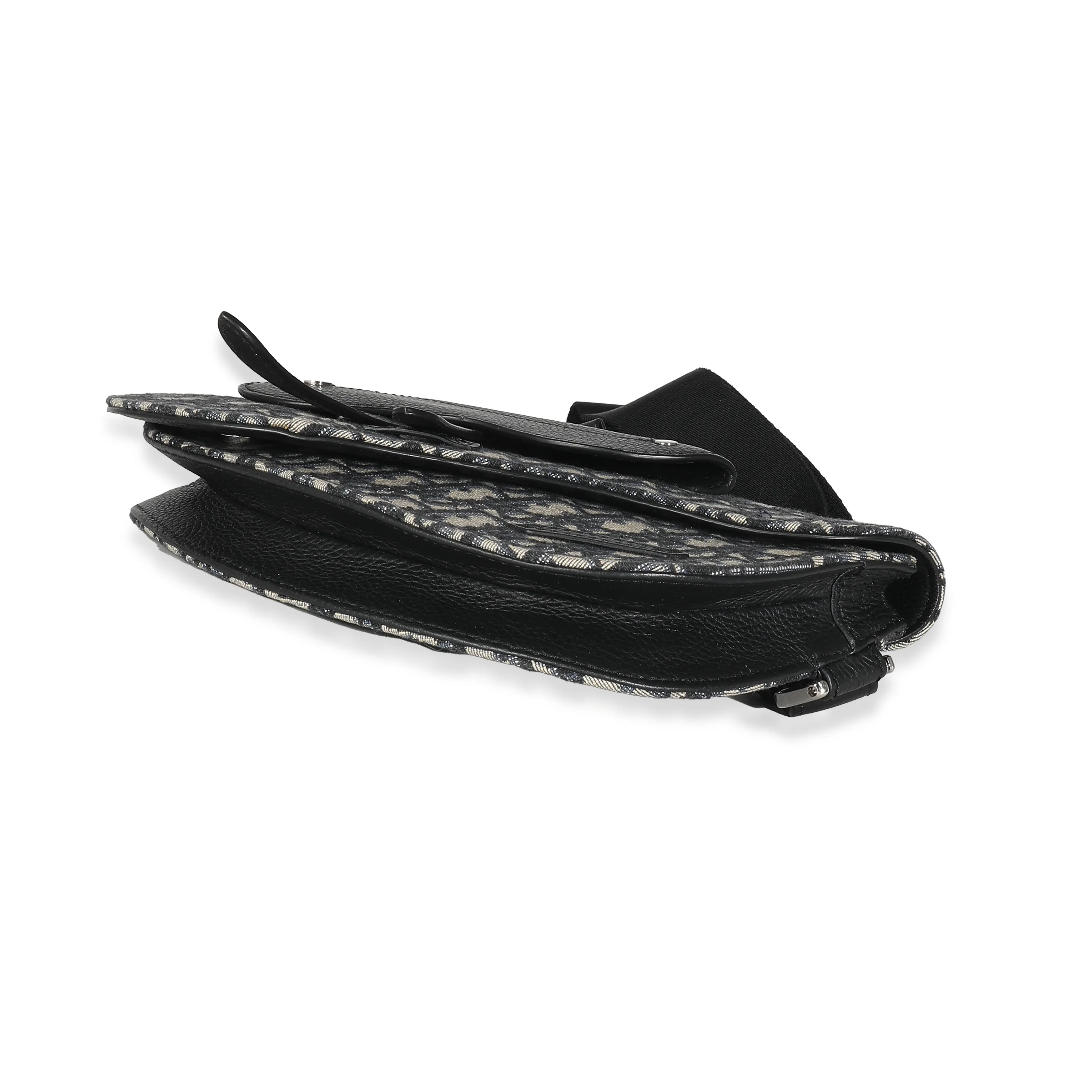 Dior Navy Ecru Oblique Canvas Saddle Bag - Image 5