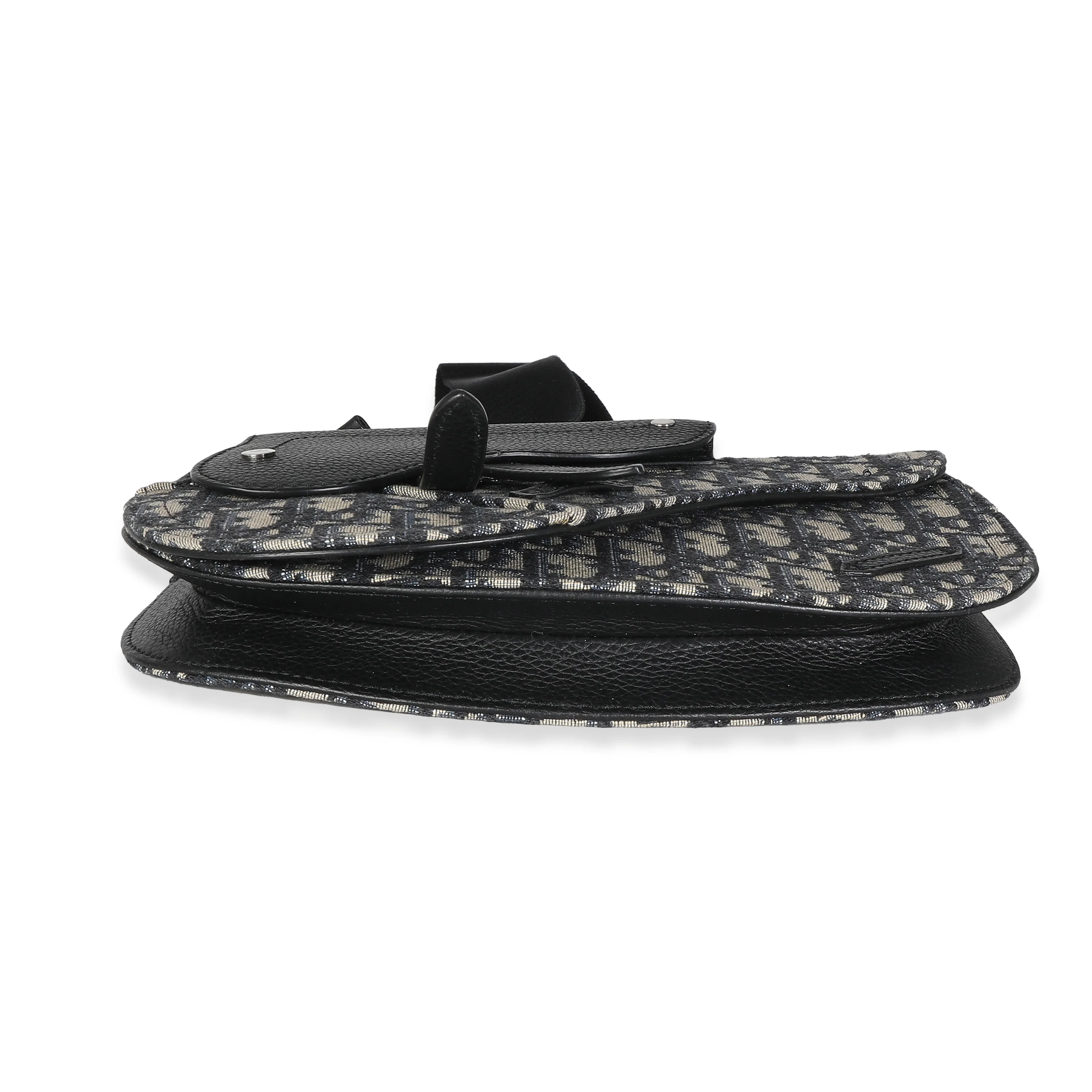 Dior Navy Ecru Oblique Canvas Saddle Bag - Image 6