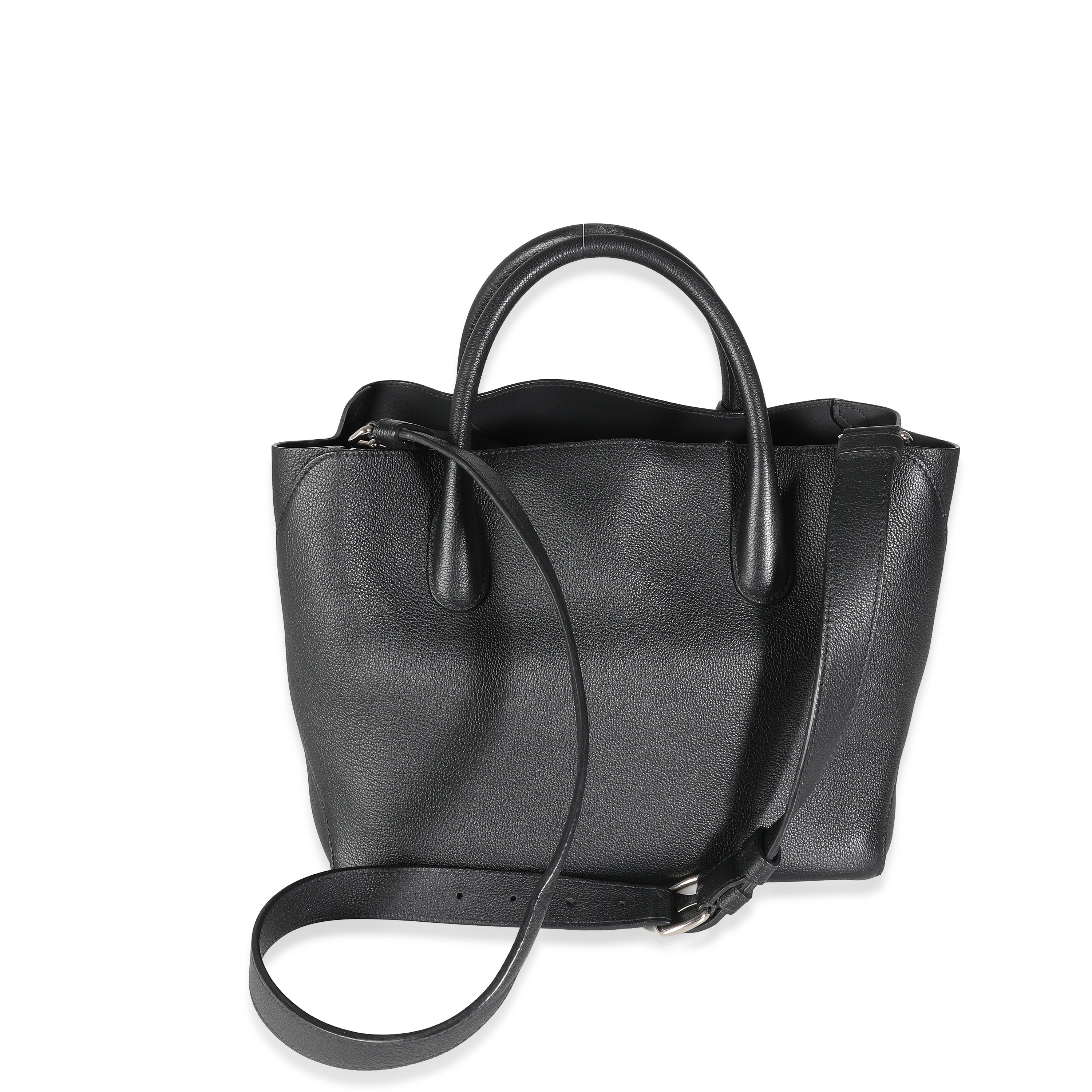 Black Supple Grained Calfskin Open Bar Tote - Image 4