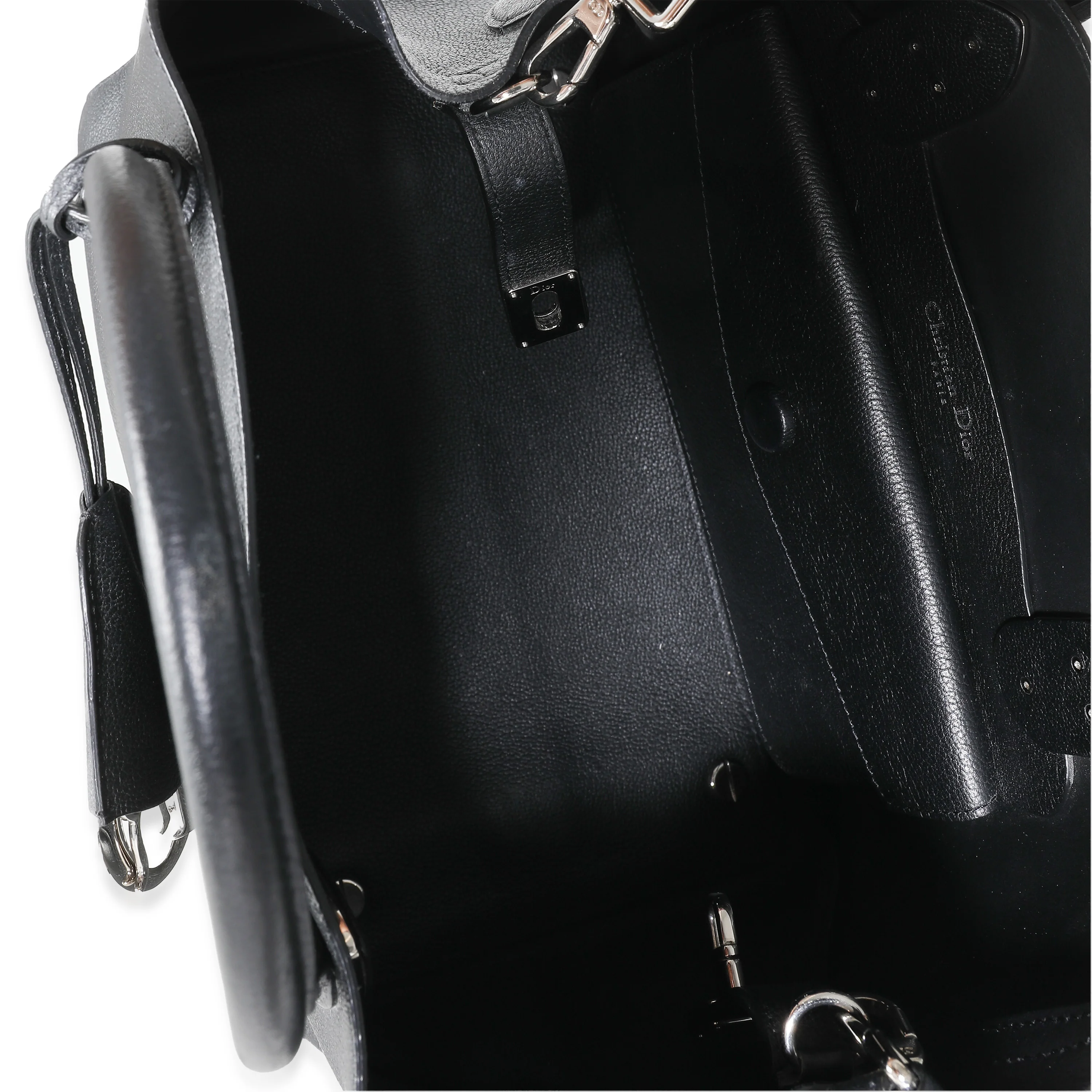 Black Supple Grained Calfskin Open Bar Tote - Image 9