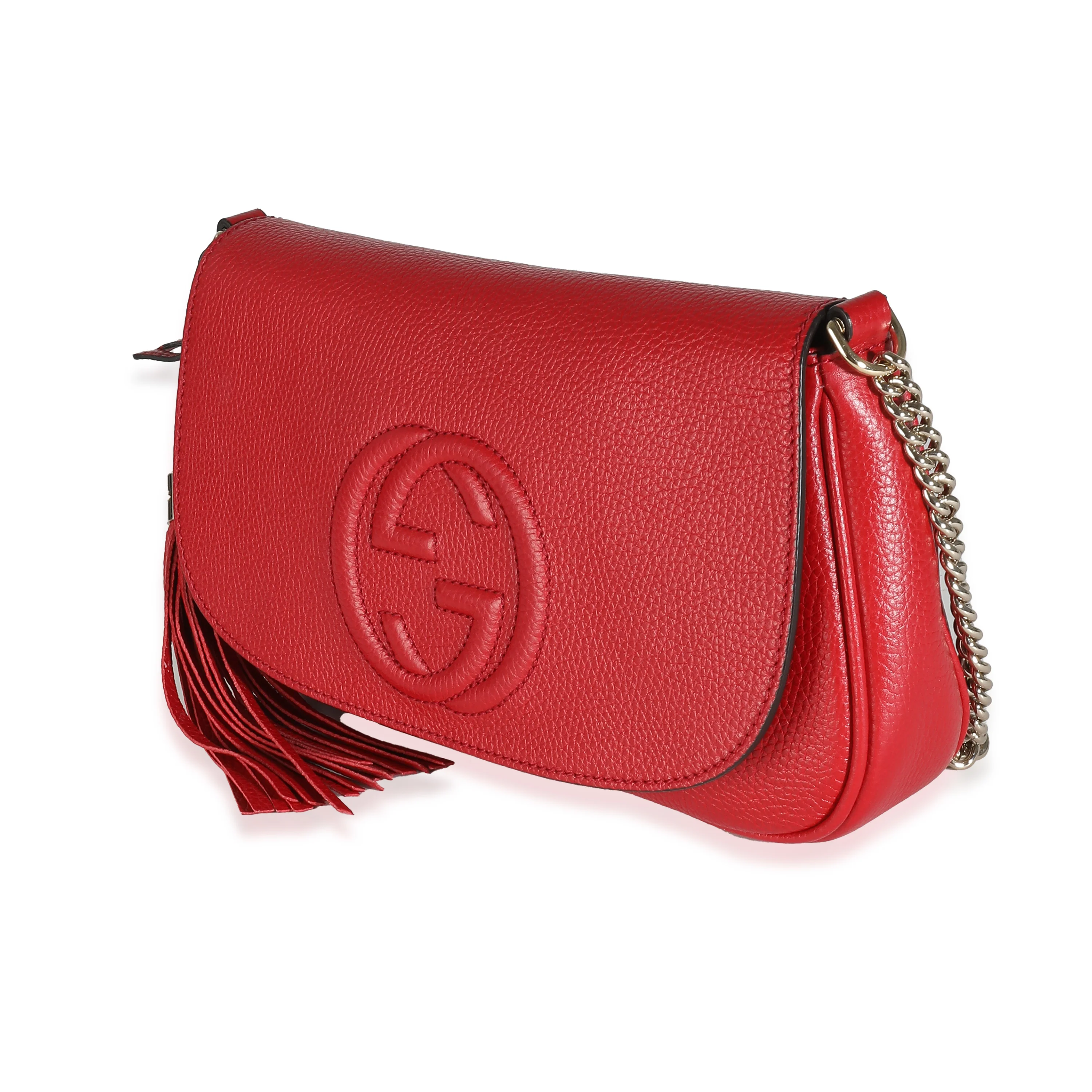 Gucci Red Pebbled Calfskin Medium Soho Flap Crossbody - Image 2