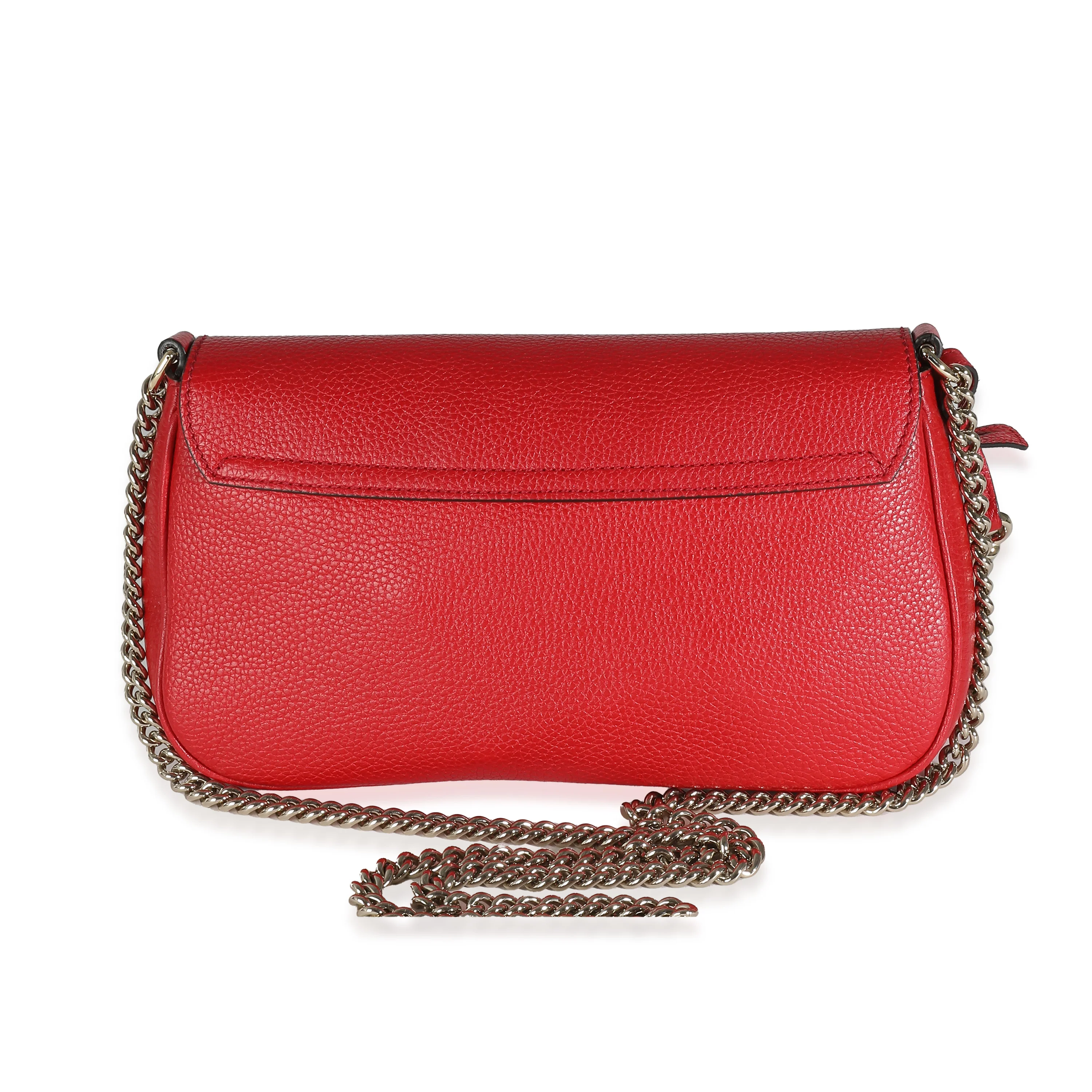 Gucci Red Pebbled Calfskin Medium Soho Flap Crossbody - Image 4