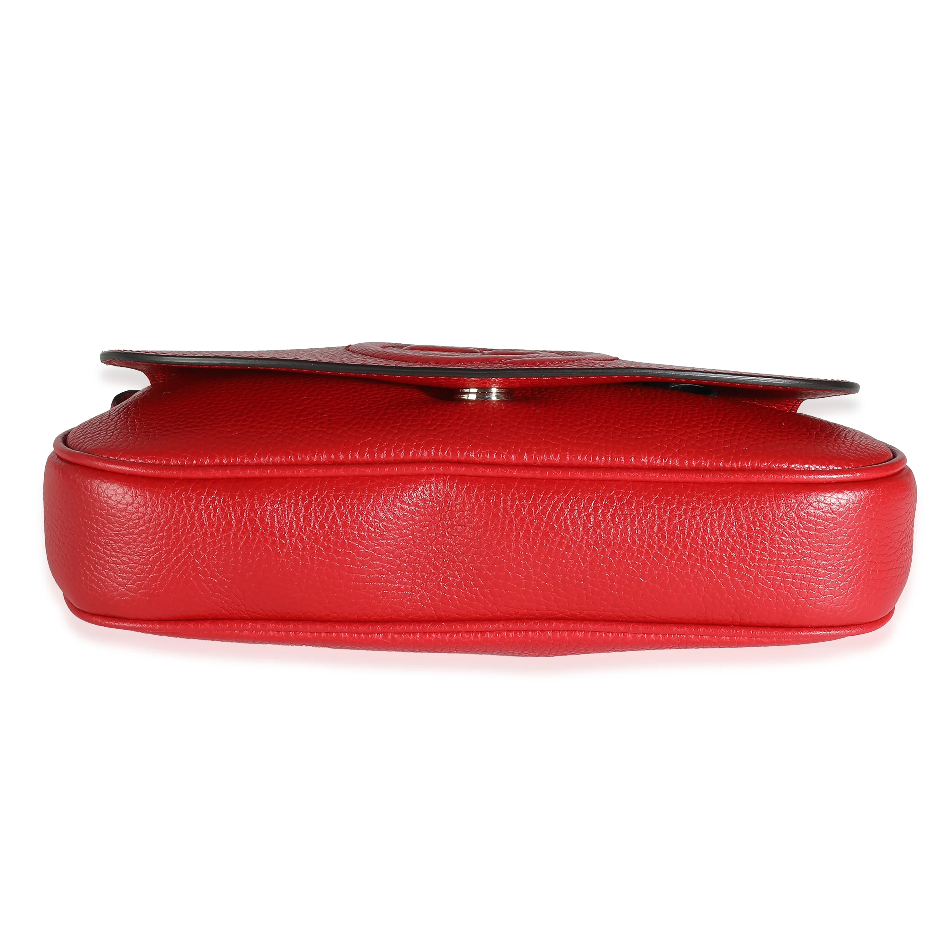 Gucci Red Pebbled Calfskin Medium Soho Flap Crossbody - Image 6