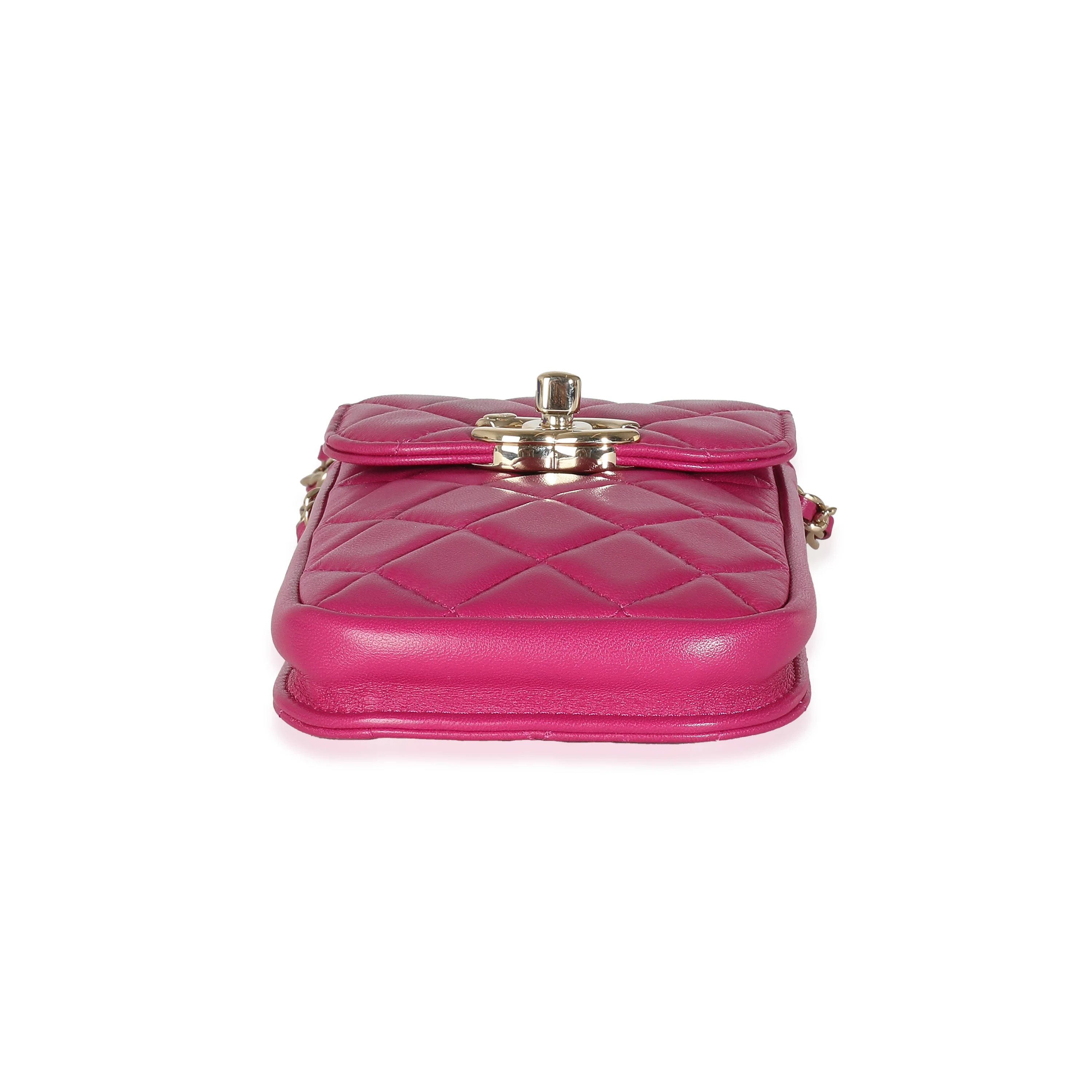 Chanel Pink Quilted Lambskin CC Phone Holder With Chain - Image 6