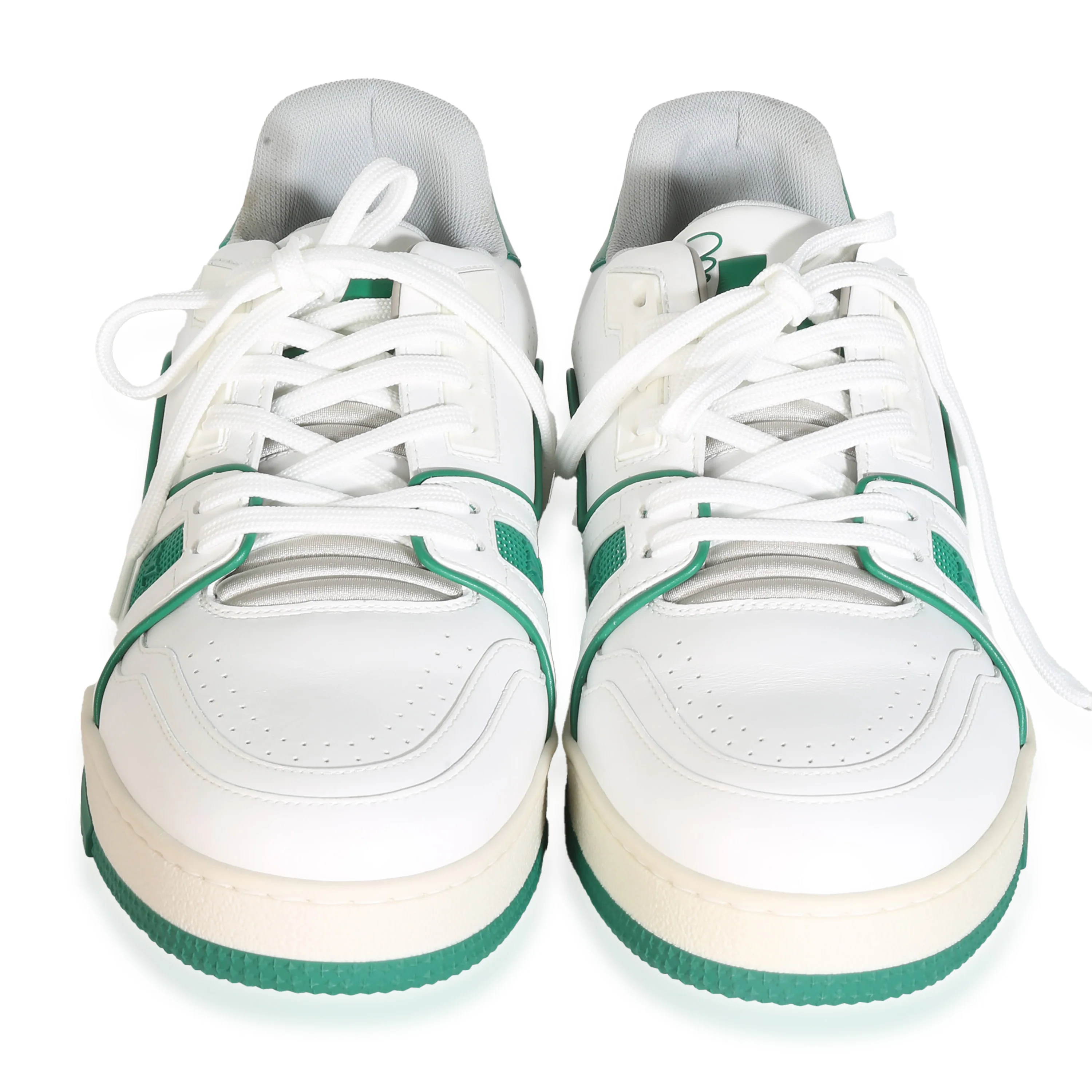 Green White Leather LV Trainer Sneaker 6 - Image 2