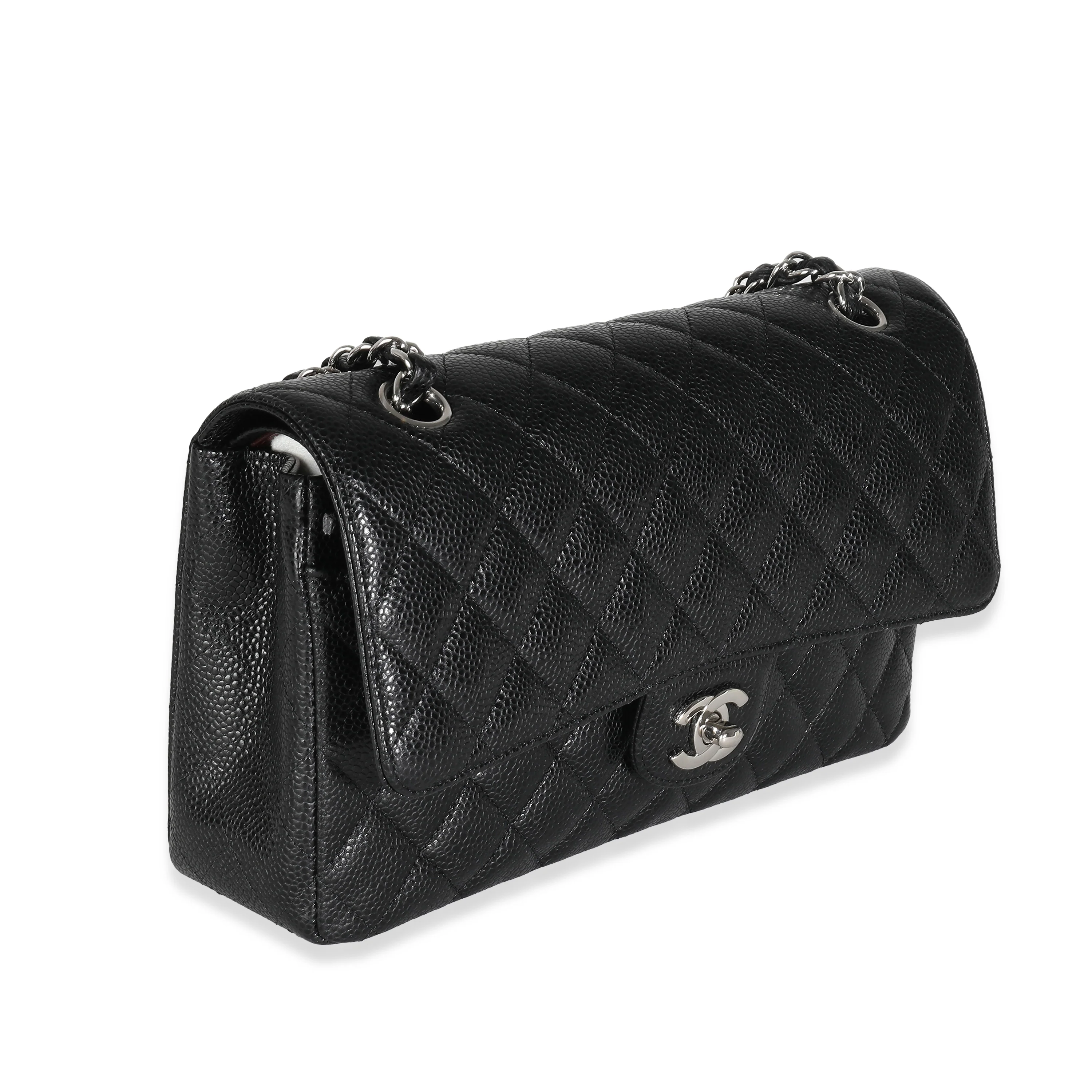 Black Quilted Caviar Medium Classic Double Flap Bag - Image 3