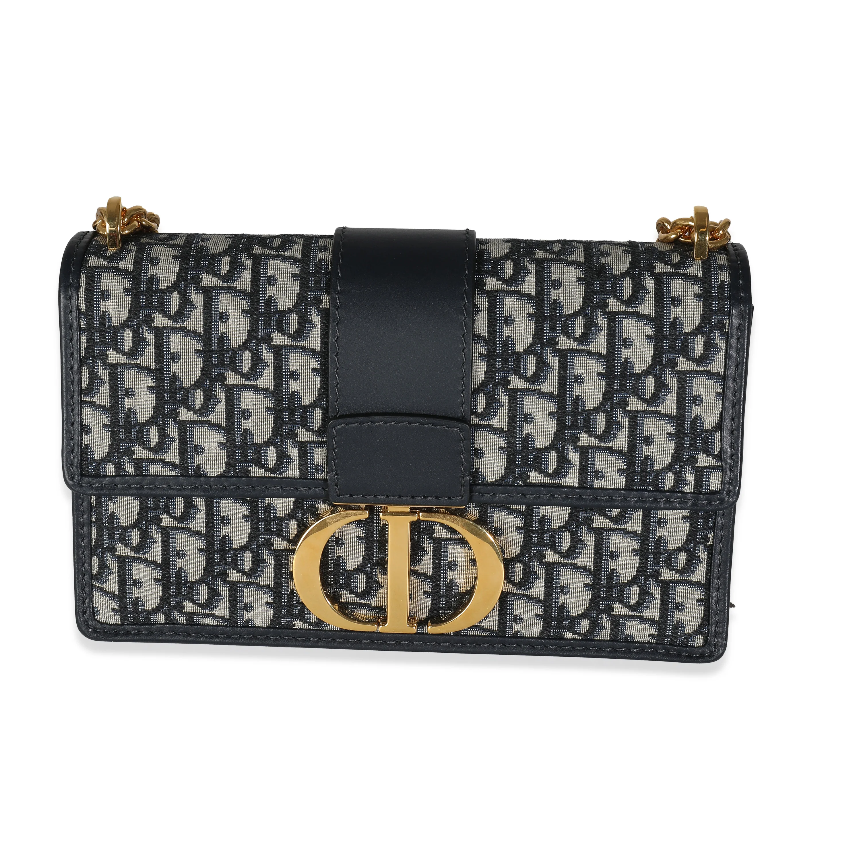 Christian Dior Blue Oblique Dior 30 Montaigne Chain Bag