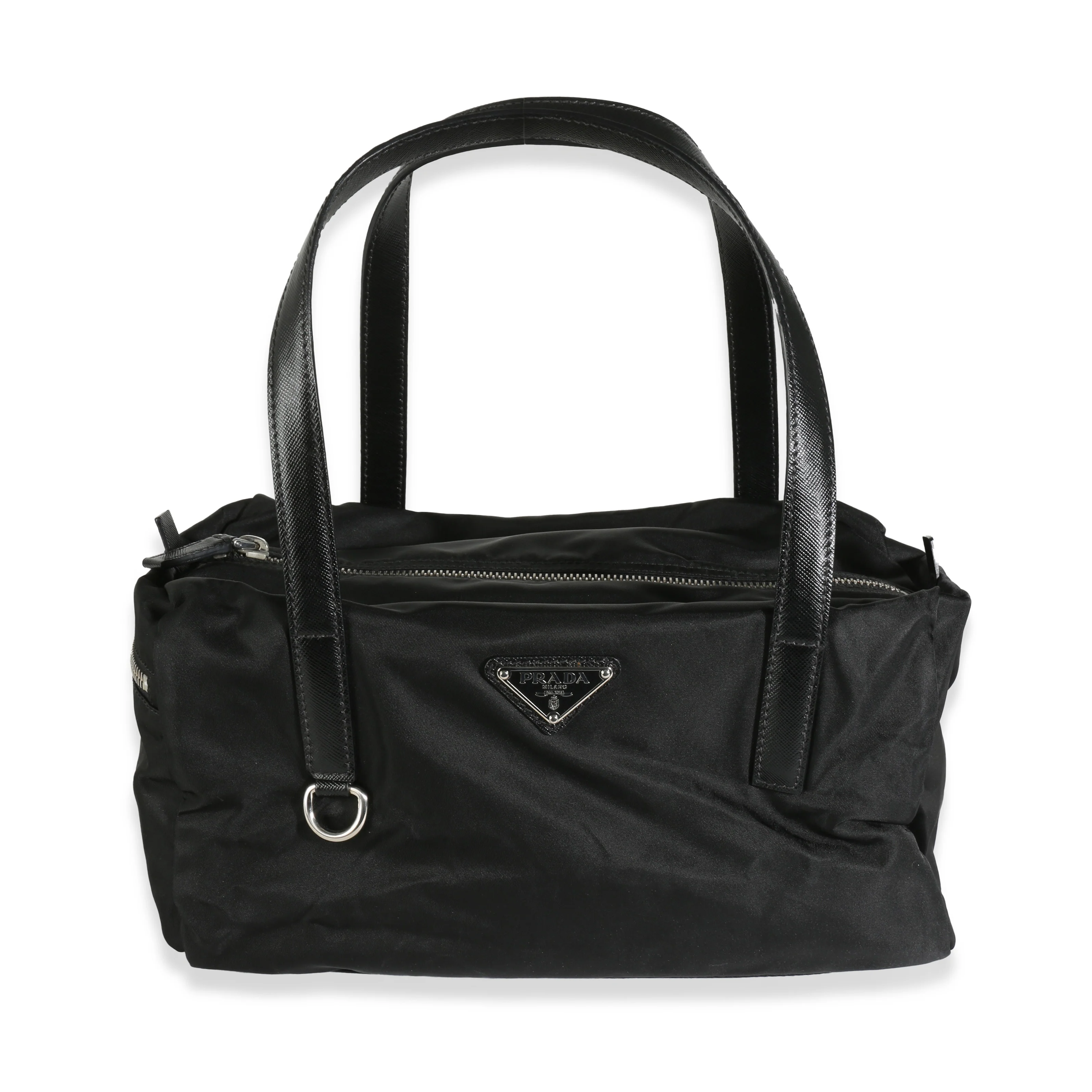 Black Tessuto Nylon Small Bowler Bag