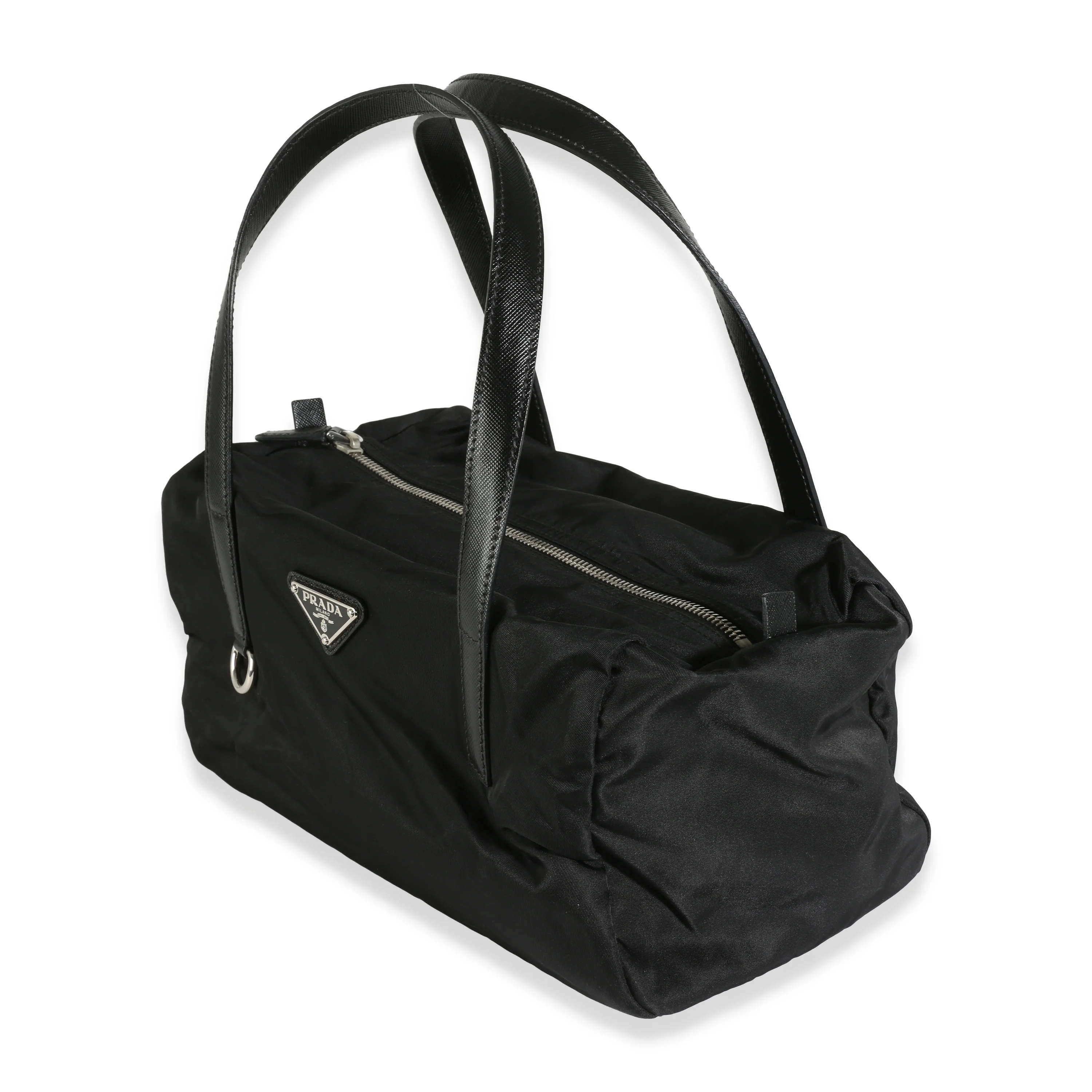 Black Tessuto Nylon Small Bowler Bag - Image 2