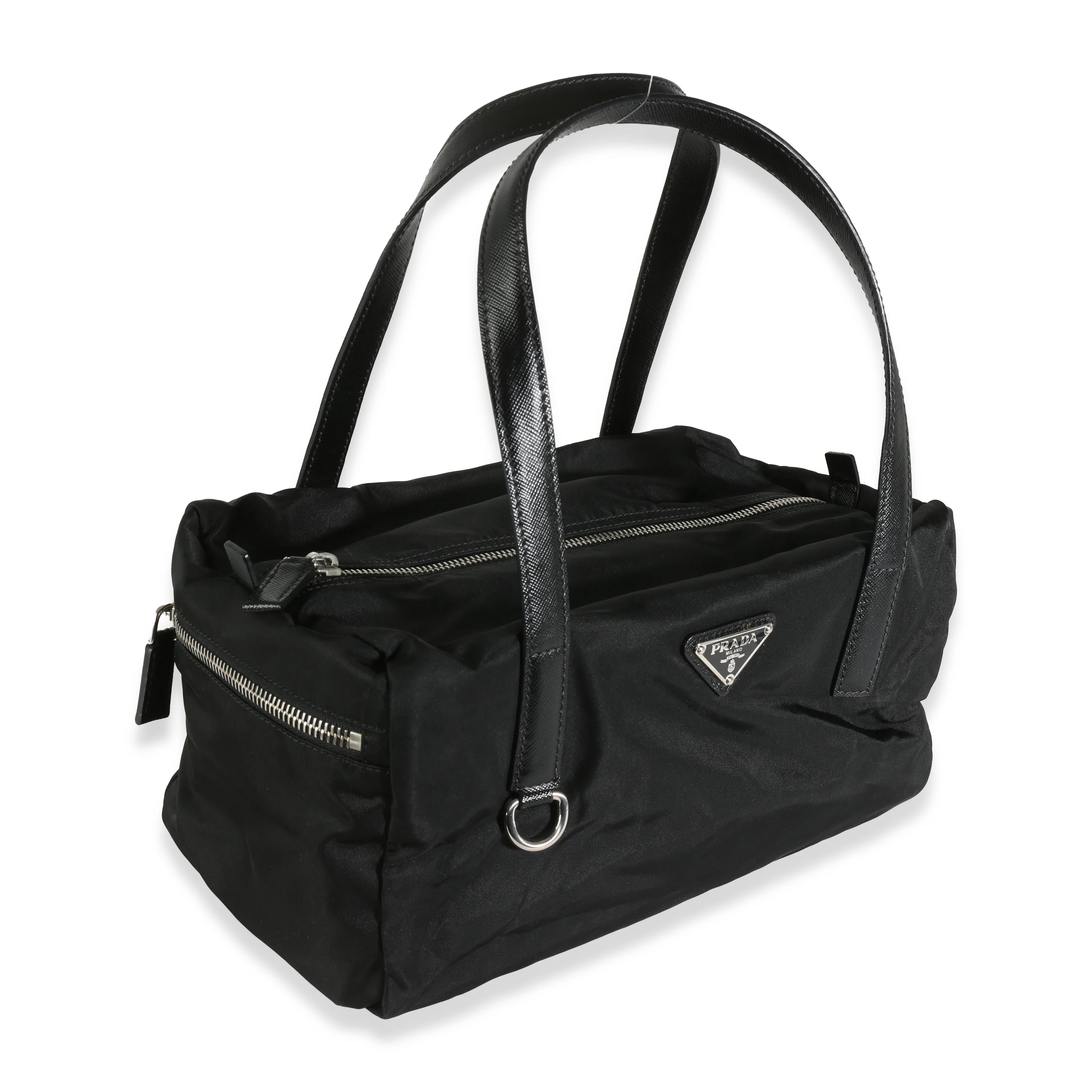 Black Tessuto Nylon Small Bowler Bag - Image 3