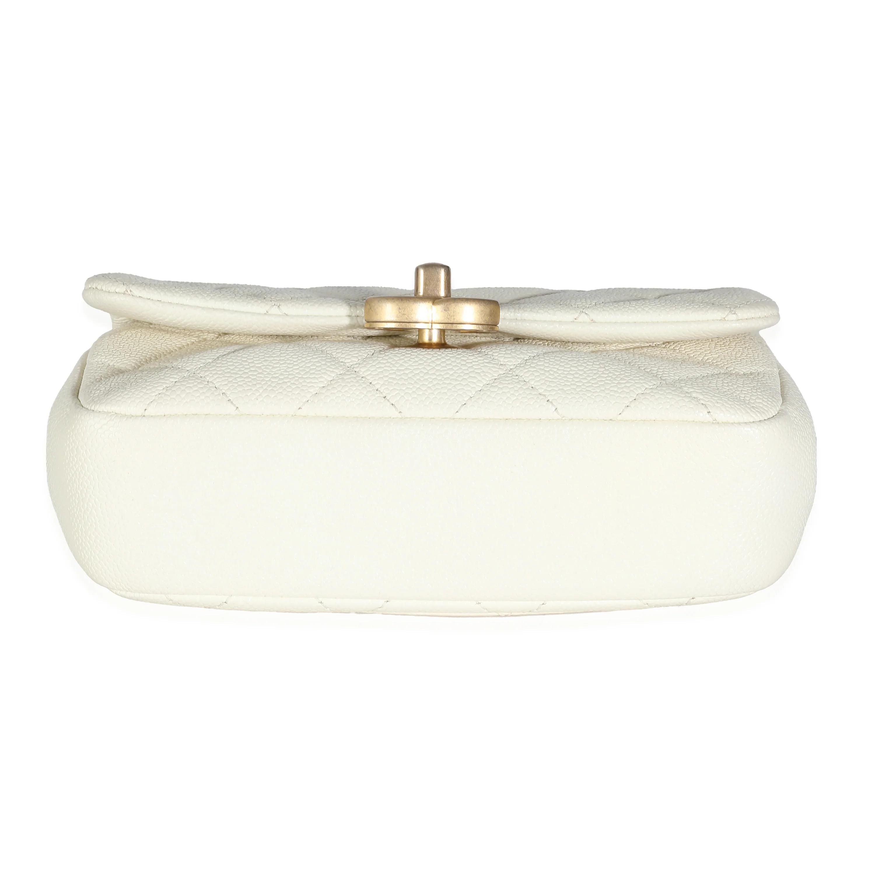 White Quilted Caviar Chain Melody Waist Belt Bag - Image 5