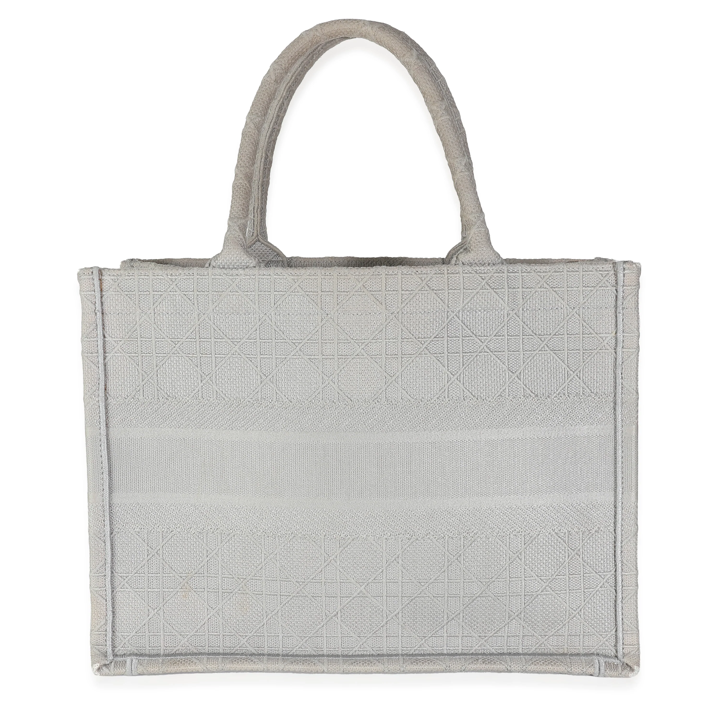 Grey Canvas Cannage Medium Book Tote - Image 4
