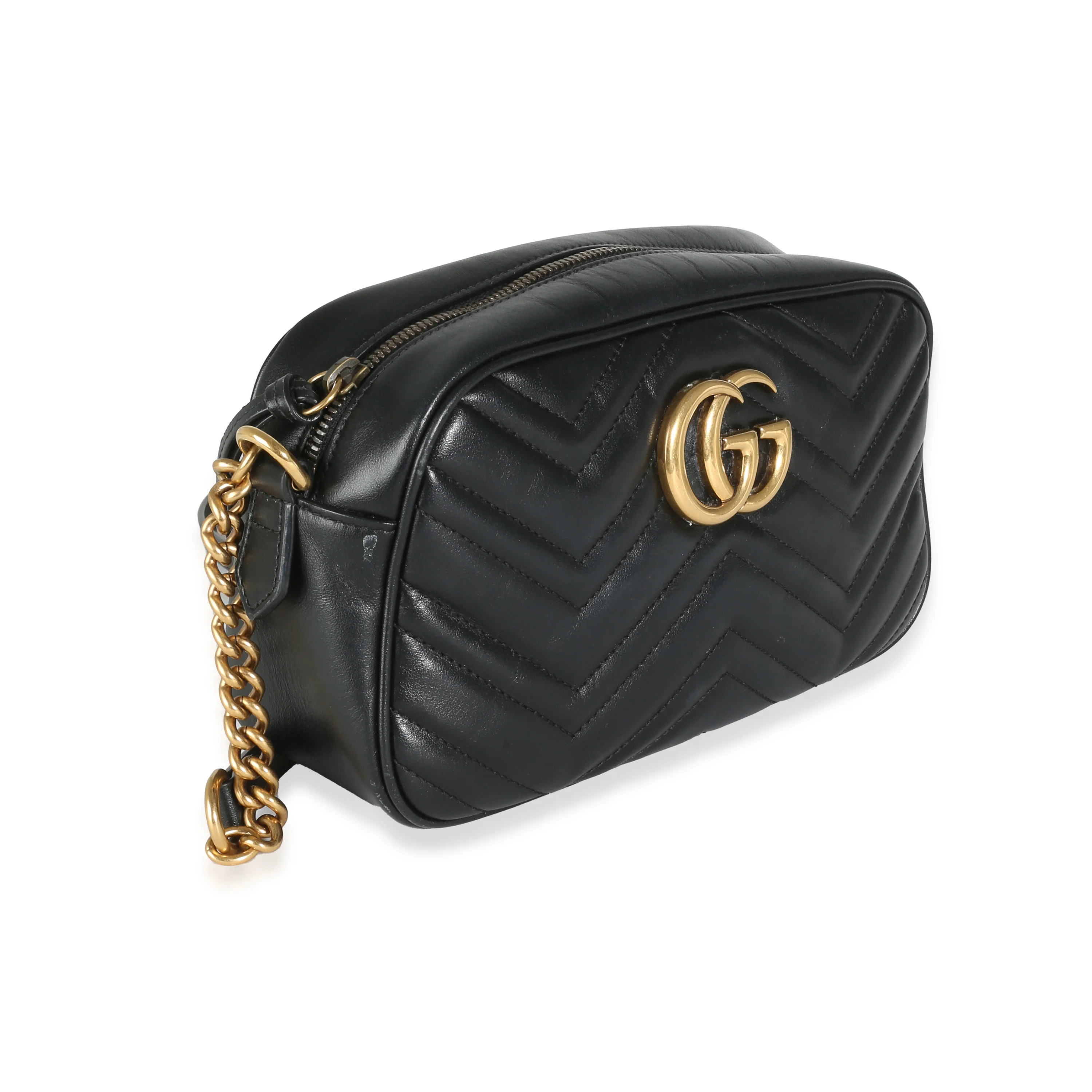 Black Matelasse Leather Small GG Marmont Chain Bag - Image 3