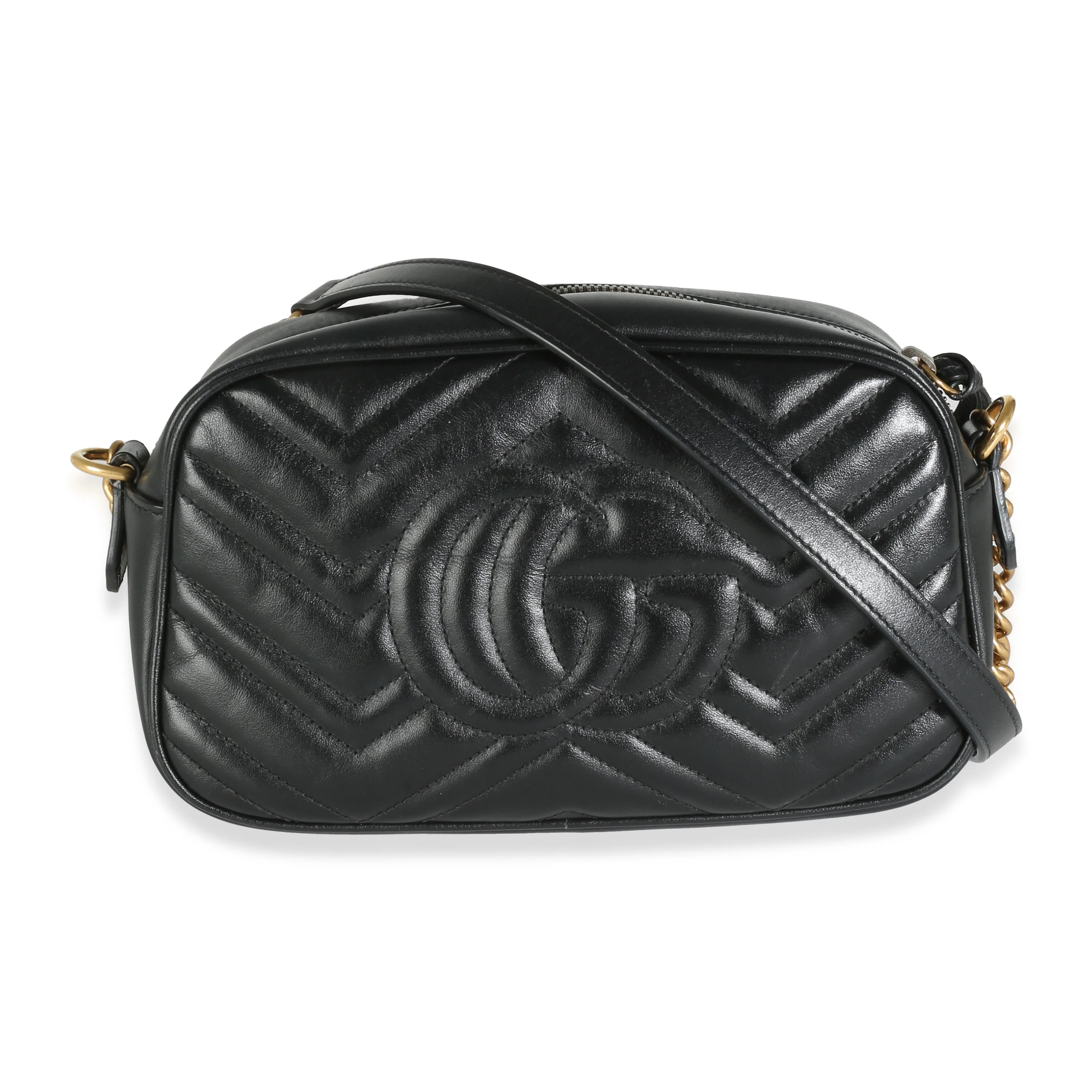 Black Matelasse Leather Small GG Marmont Chain Bag - Image 4
