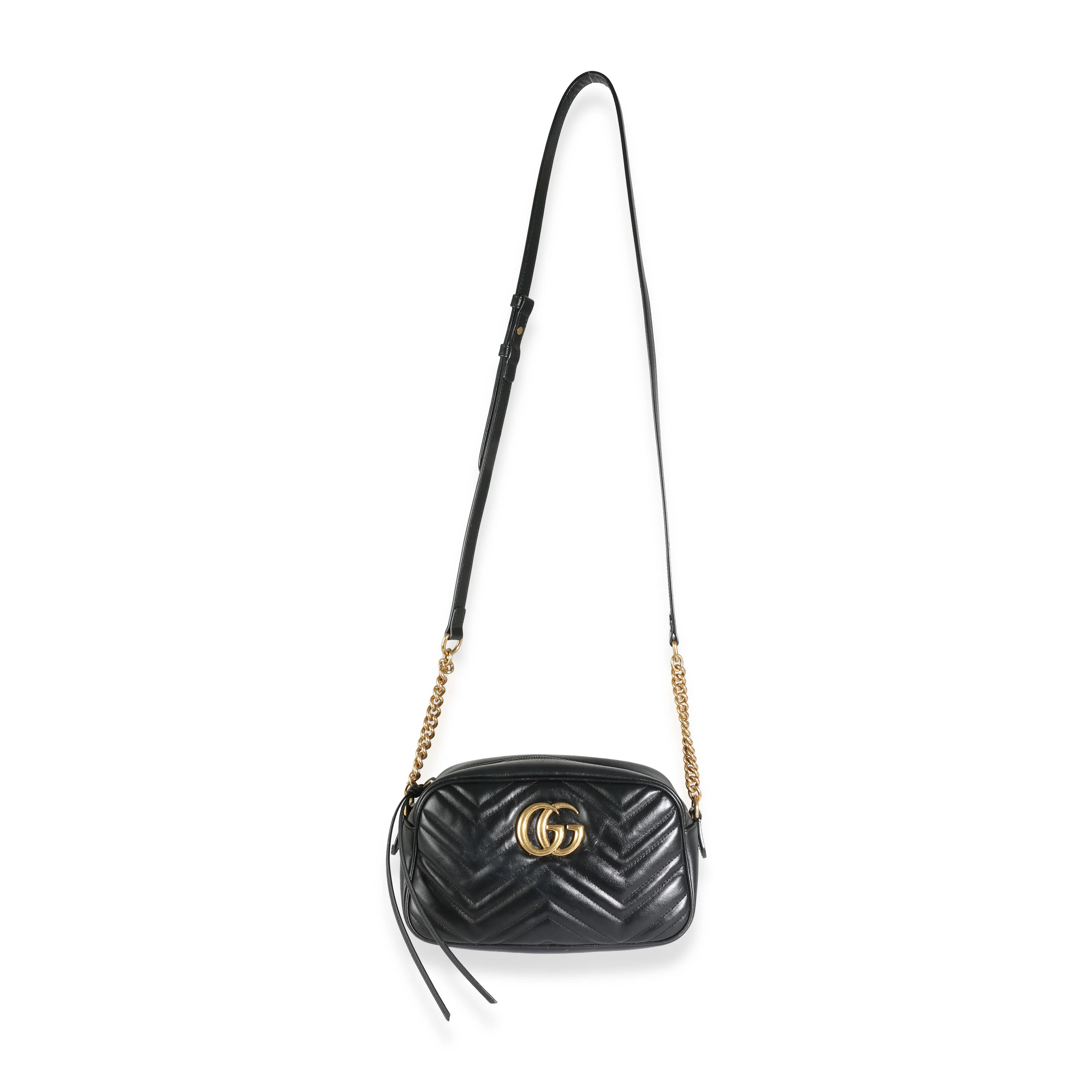 Black Matelasse Leather Small GG Marmont Chain Bag - Image 8
