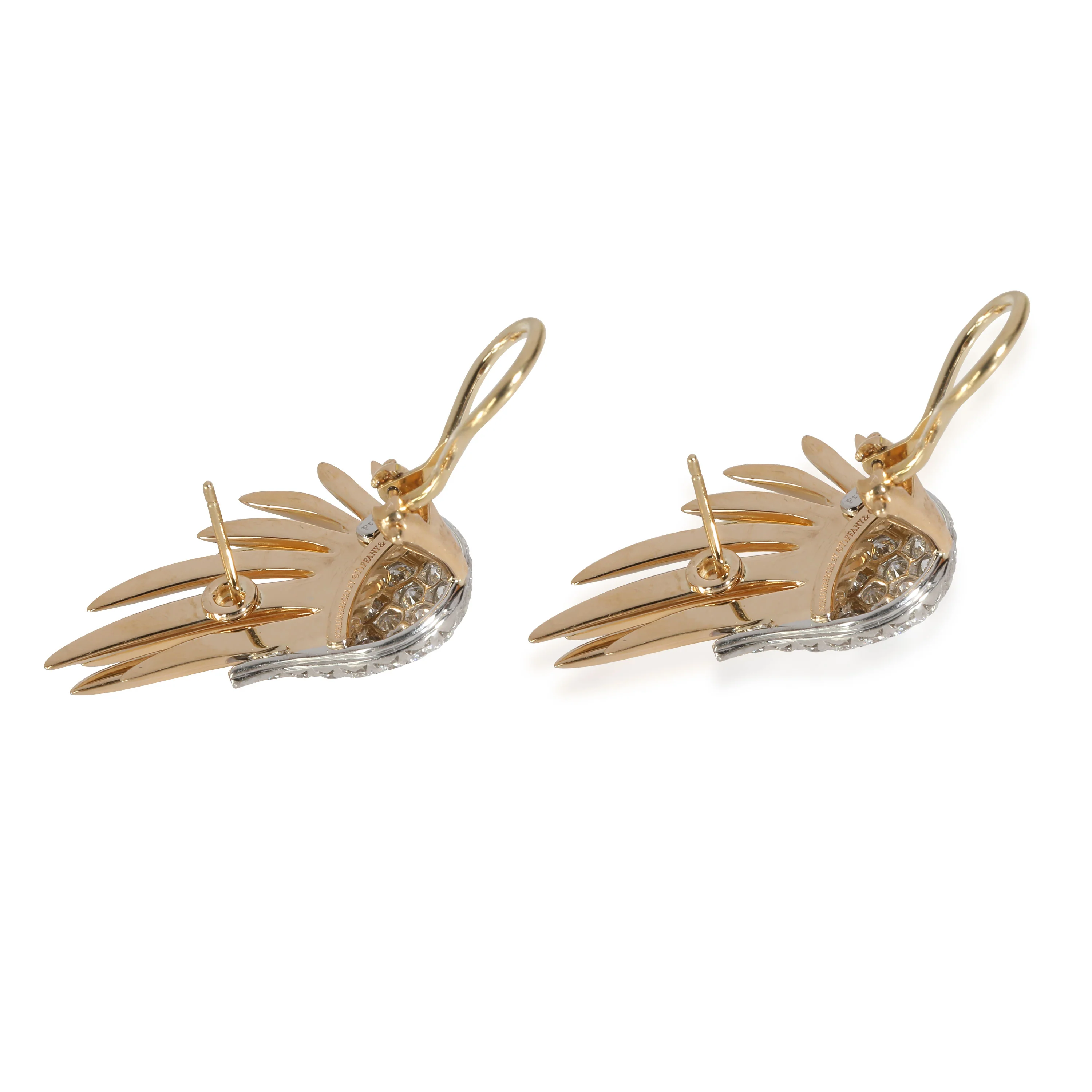 Sclumberger Flame Earrings in 18k Yellow Gold/Platinum 1.86 CTW - Image 2