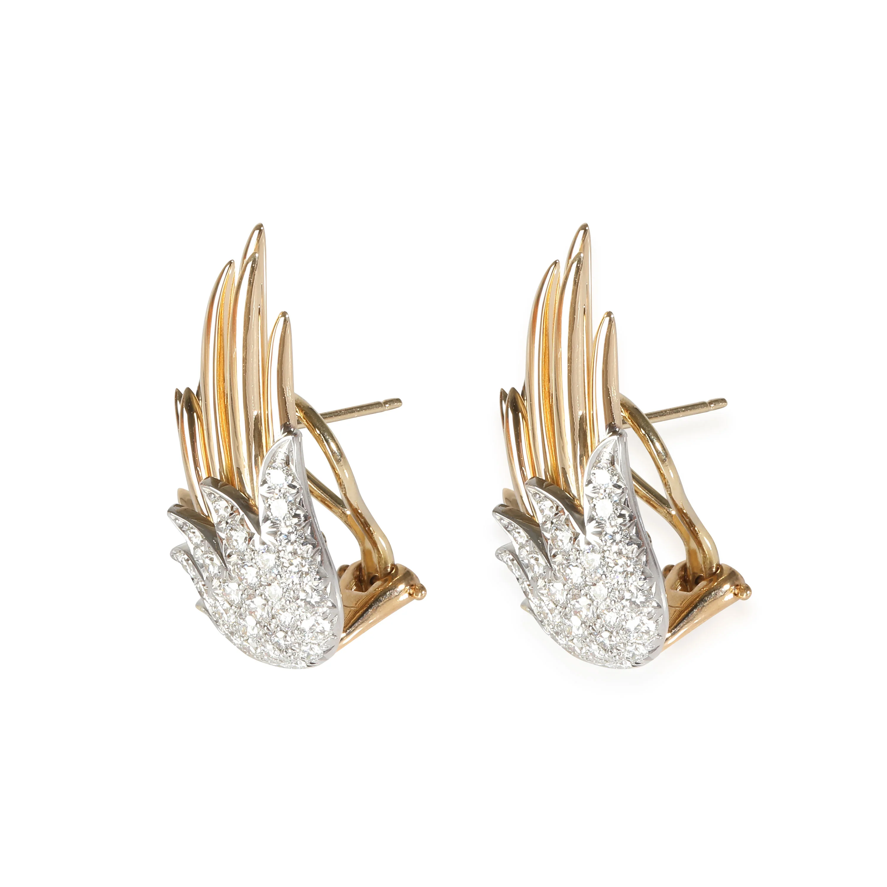 Sclumberger Flame Earrings in 18k Yellow Gold/Platinum 1.86 CTW - Image 3