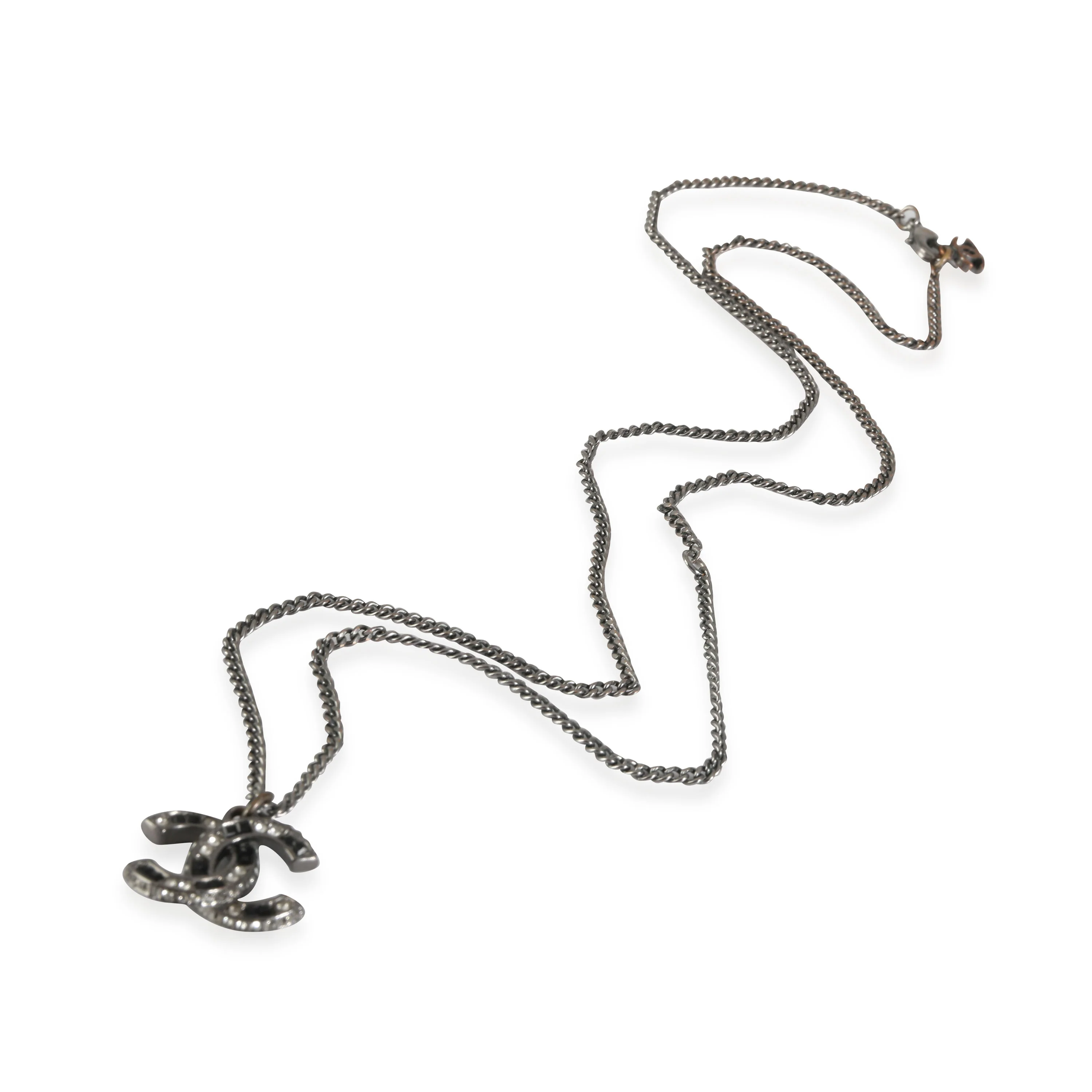 2016 Black & White Strass CC Pendant in Ruthenium - Image 2