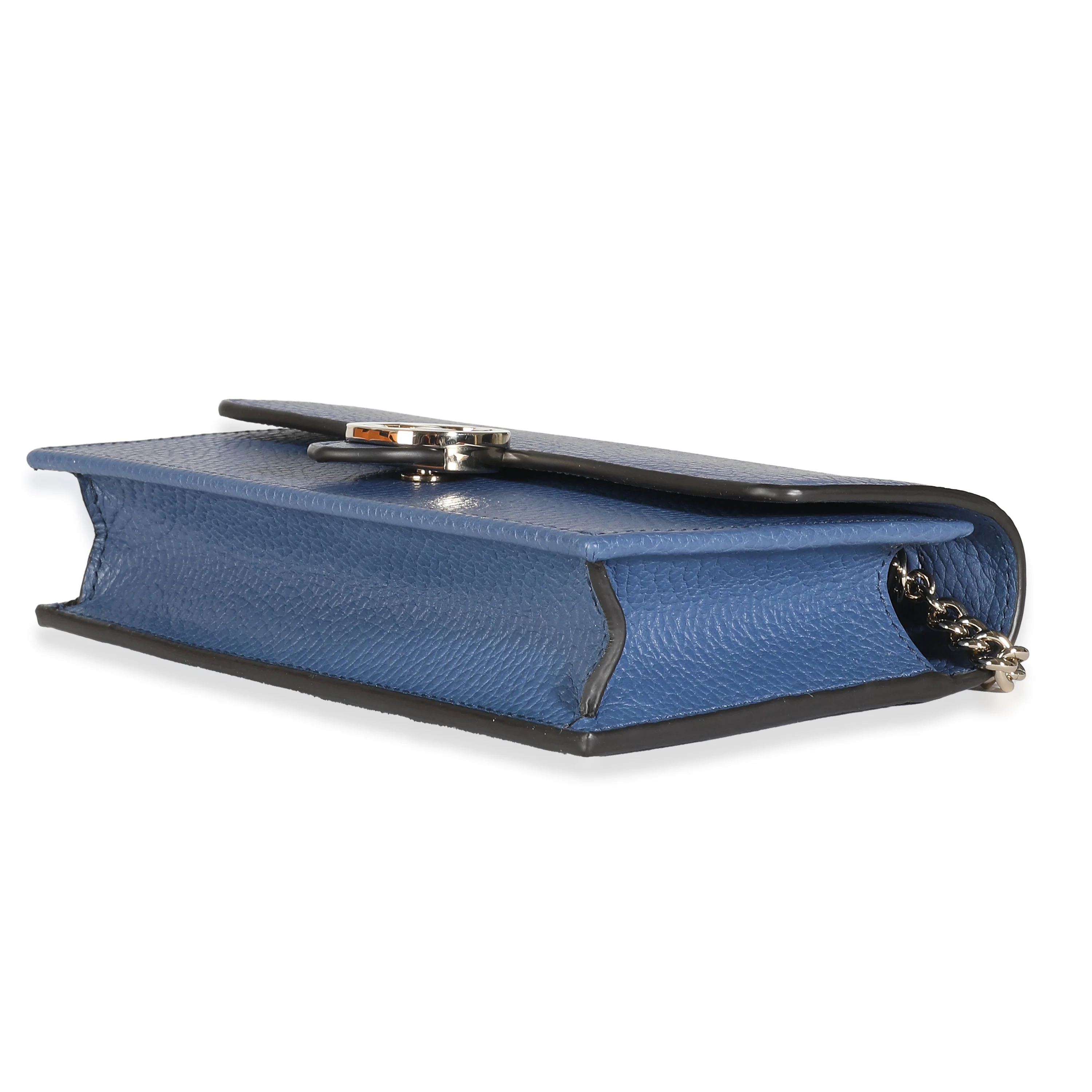 Blue Dollar Calfskin Interlocking G Chain Wallet - Image 6